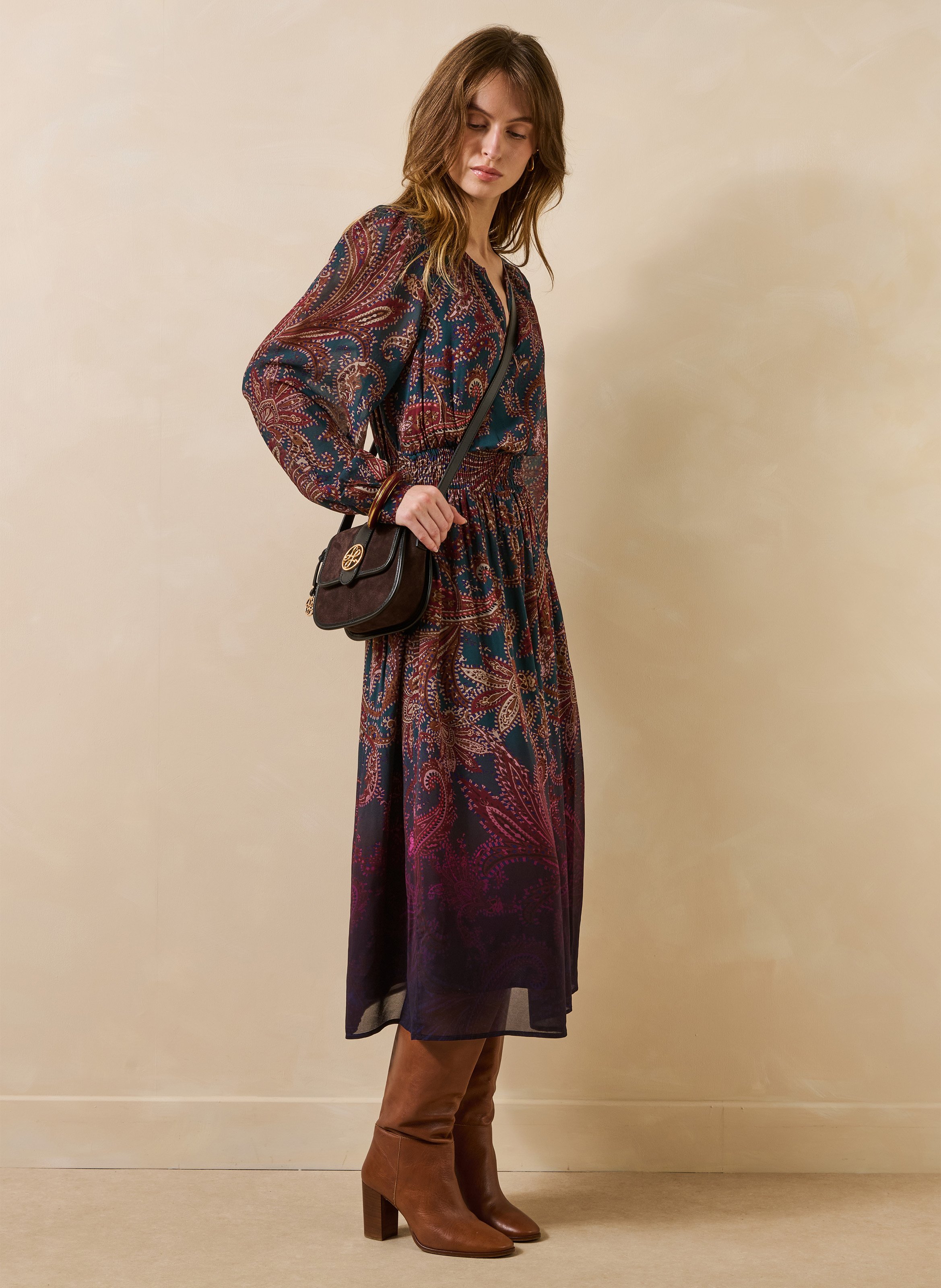 Printed henley midi dress LA FEE MARABOUTEE Blue