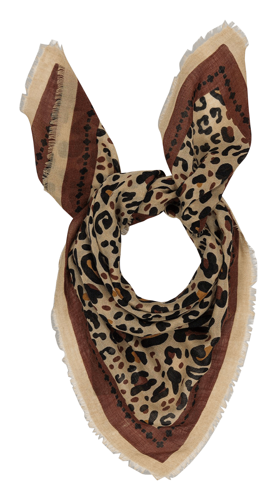 Haddock wool and silk printed scarf MAISON LECOMTE FLAMENT Brown