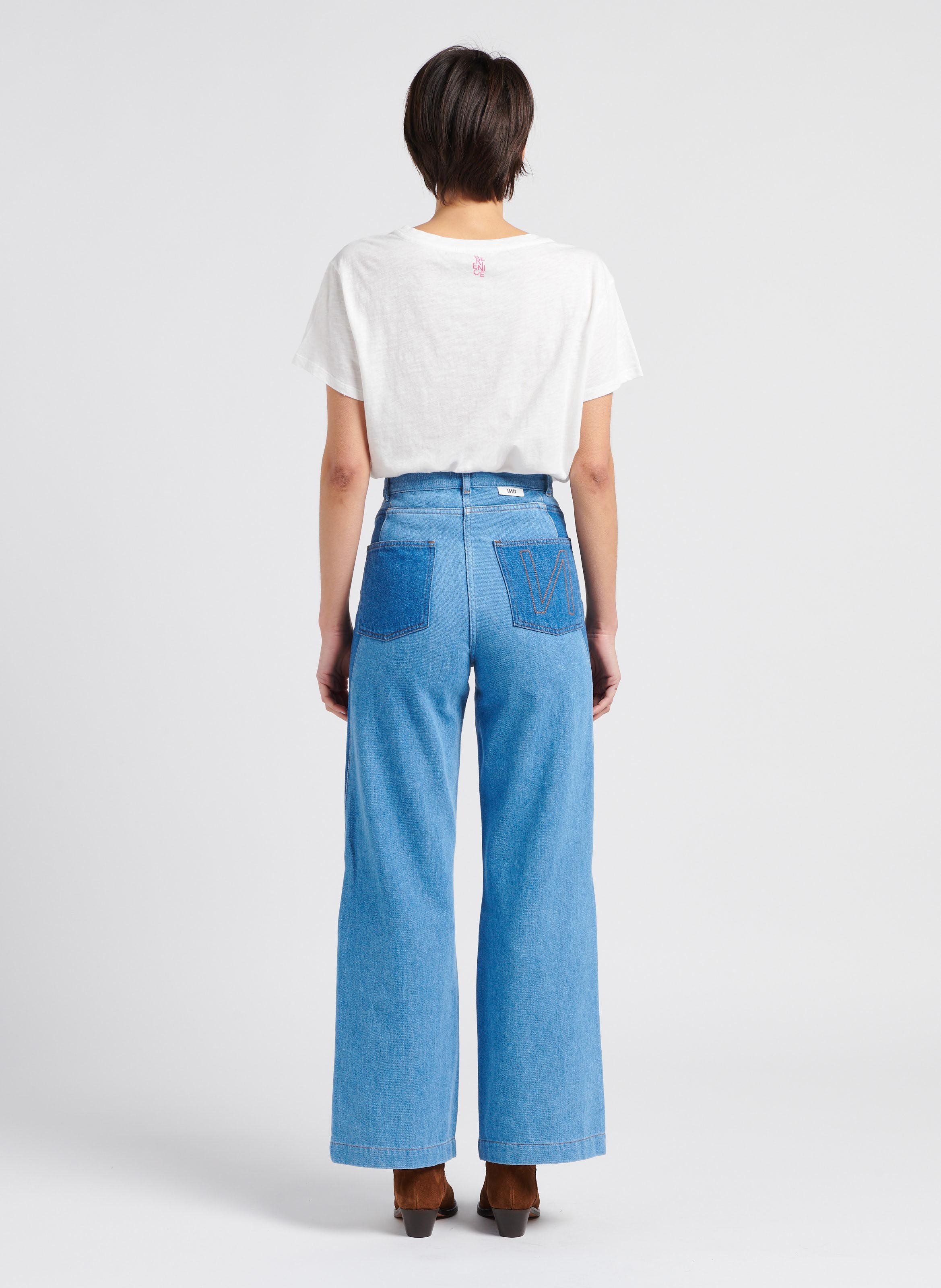 Jean large taille haute INDEE Bleu