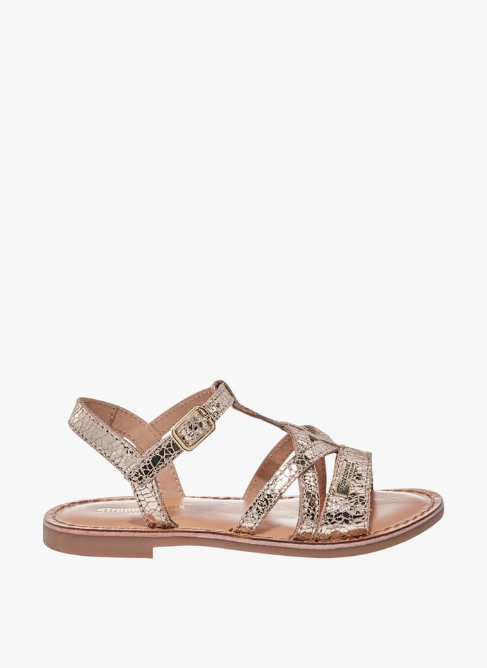 Metallic Mock Croc Leather Sandals Or Craquele Les Tropeziennes