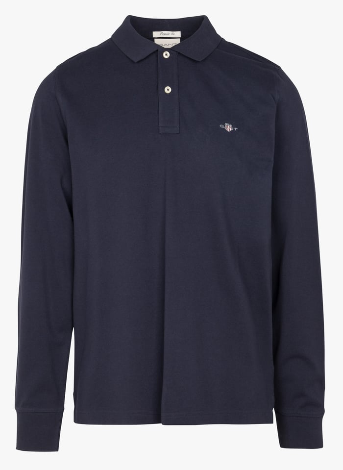 Polo En Coton Droit Bleu Nuit Gant Homme Place des Tendances