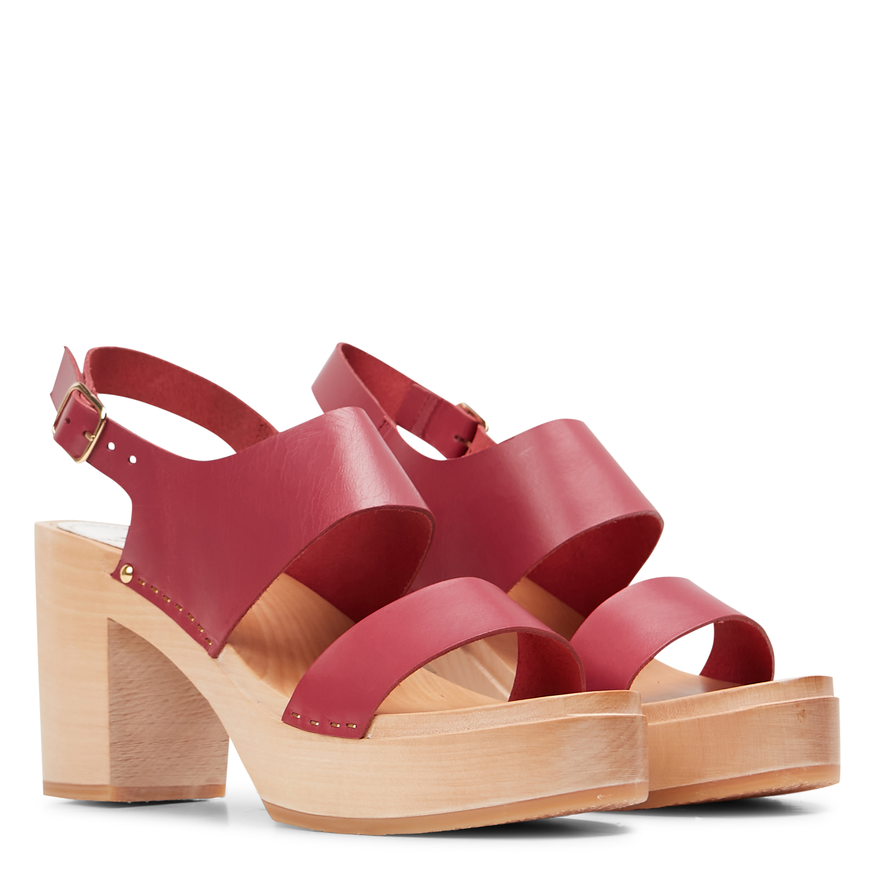 Sabots à talon en cuir de vachette SABOTS YOUYOU Rouge