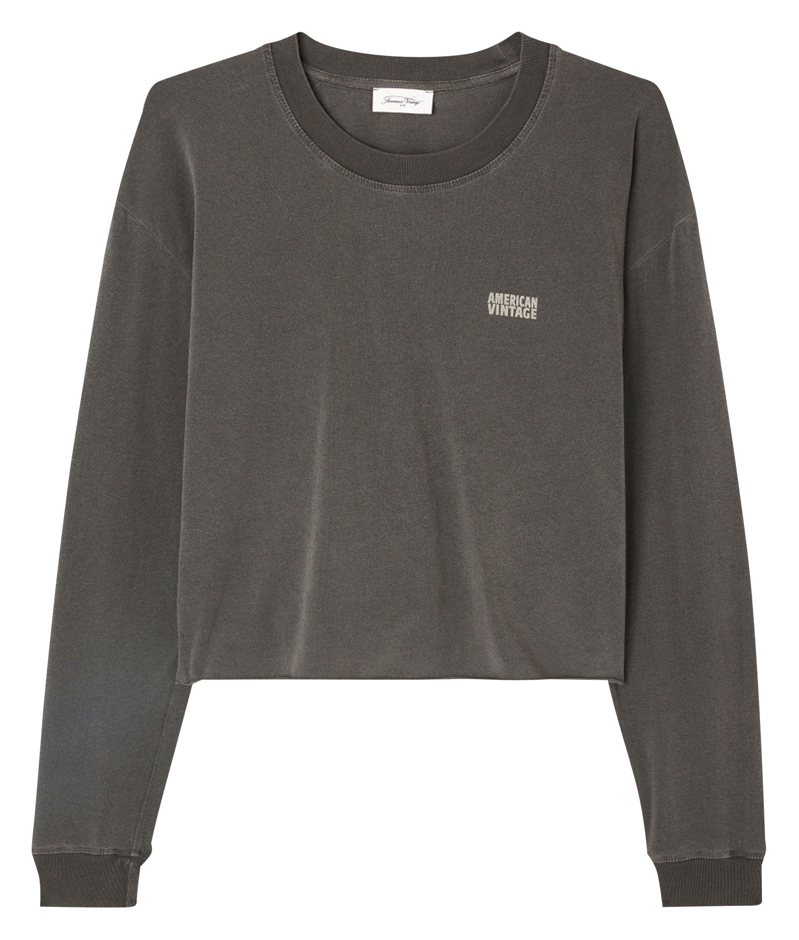 Kort T-shirt met zeefdruk | katoenblend Zwart