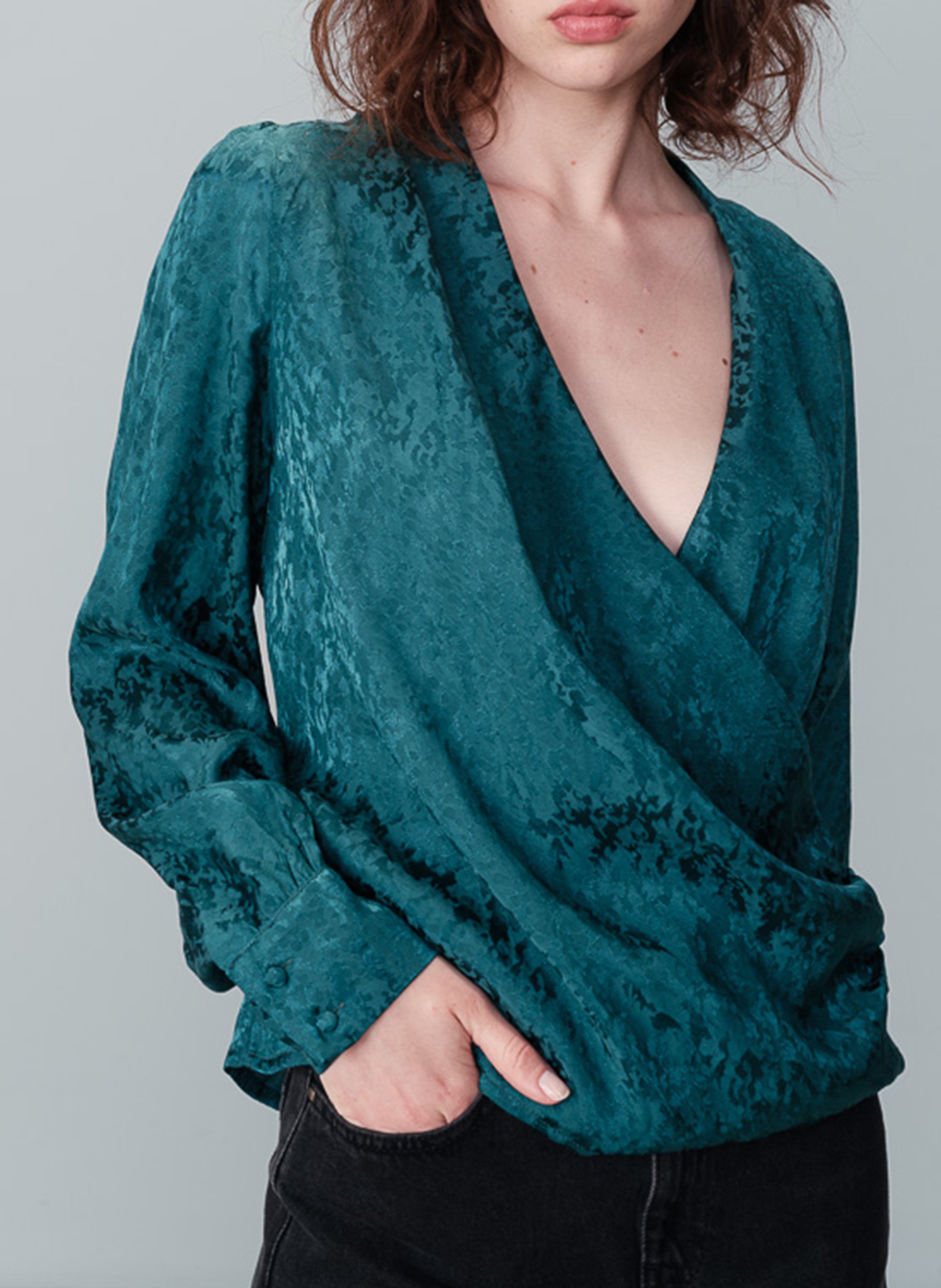 Drapped wrap straight blouse GRACE ET MILA Green