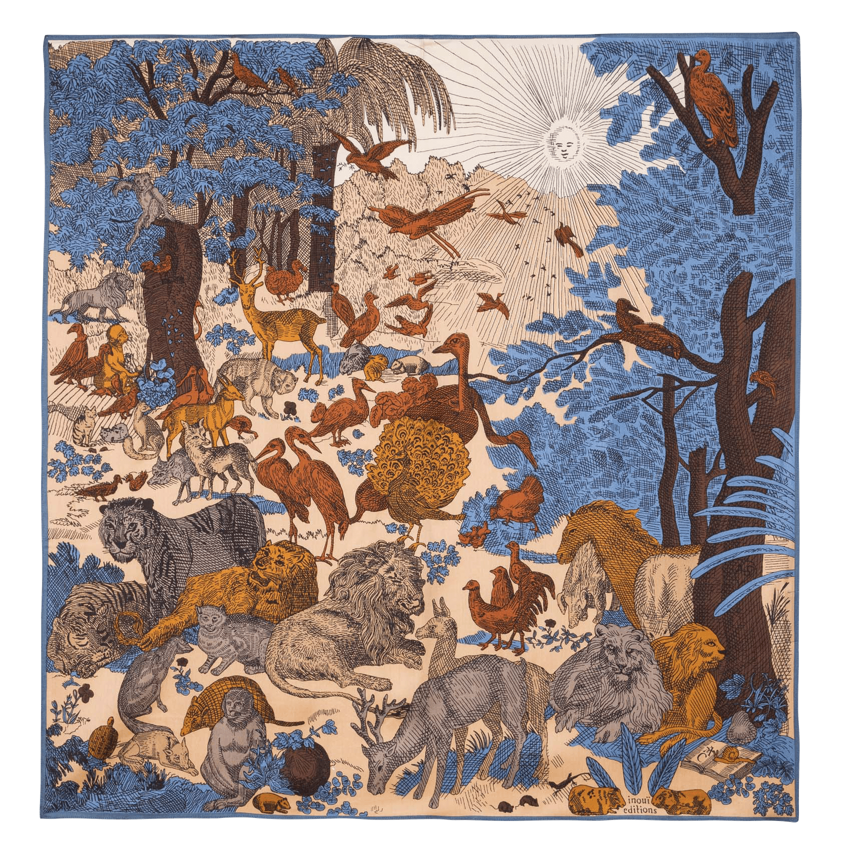 Sjaal van gemengde zijde met opdruk INOUI EDITIONS Beige