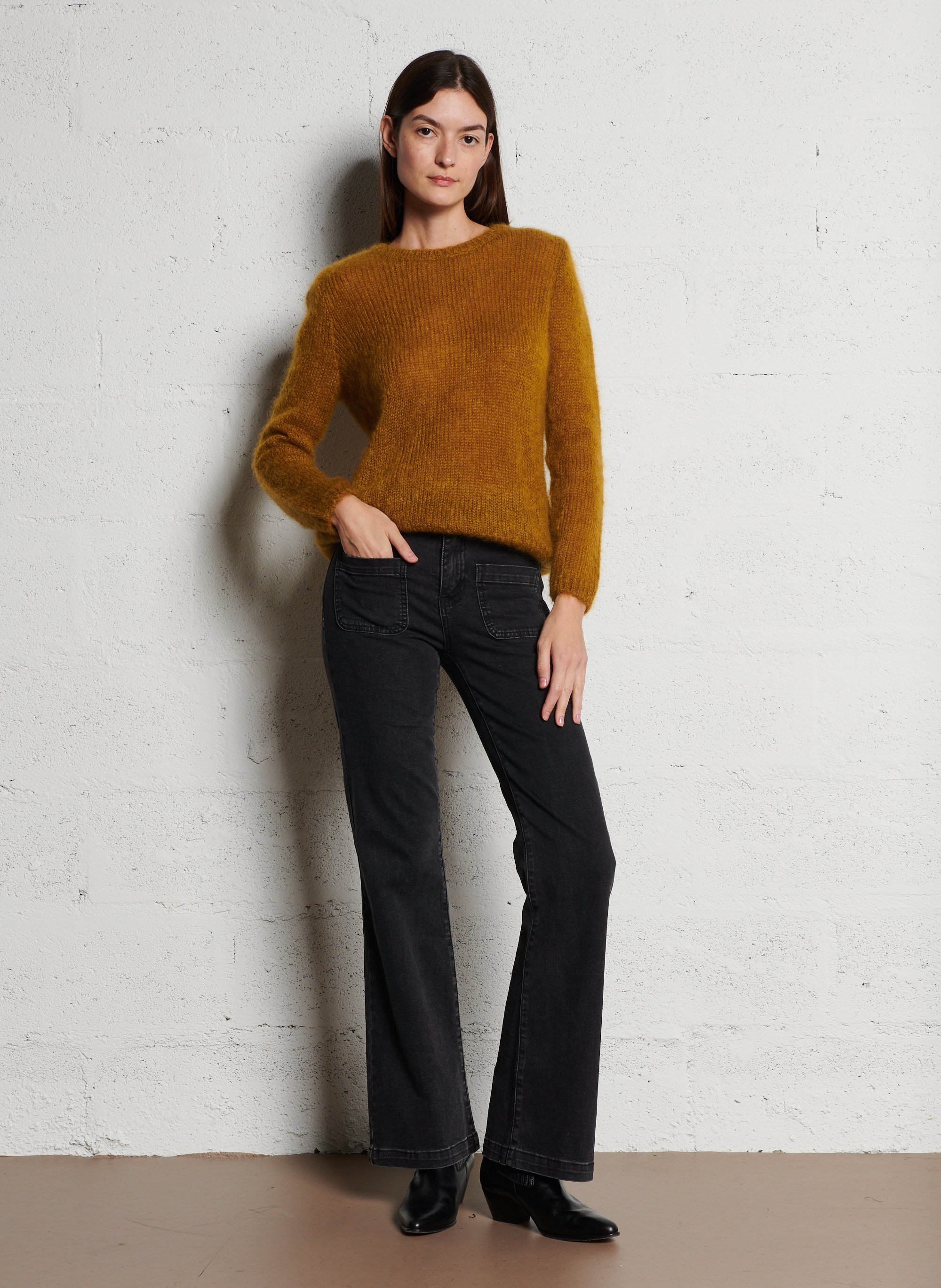 Jean boot-cut en coton mélangé LA PETITE ETOILE Gris