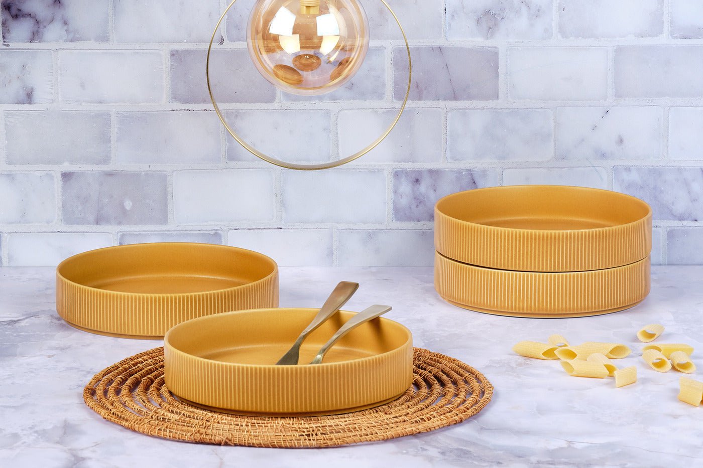 Stoneware deep plate - 4 pieces BJORN Yellow