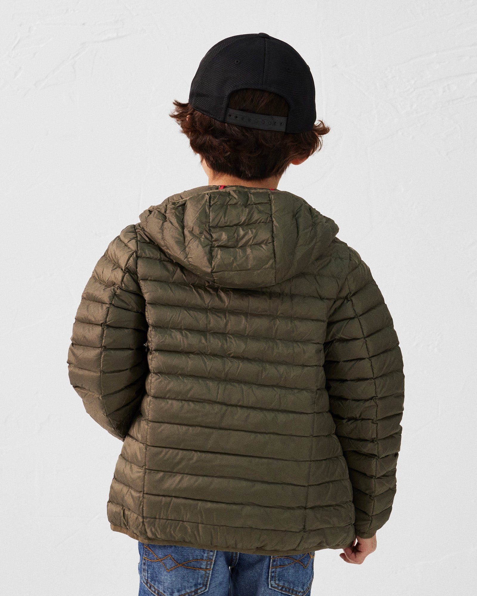 Hugo lightweight hooded child's puffer coat JOTT Green