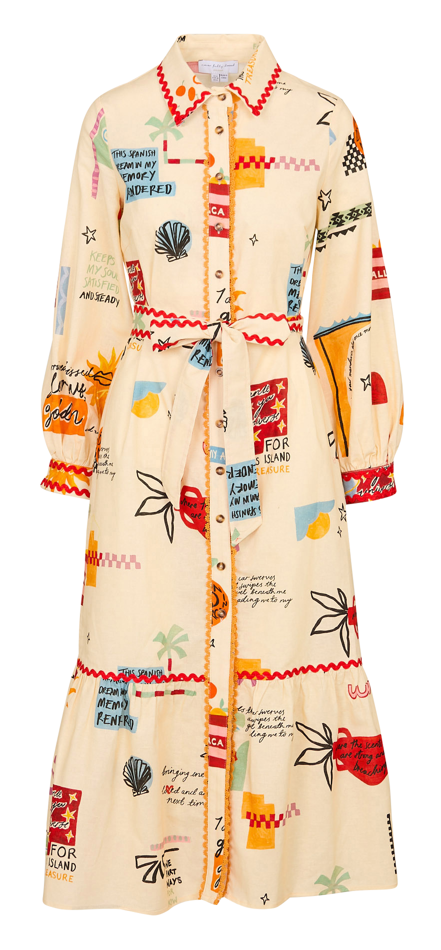 Long dress with classic collar in blended cotton NEVER FULLY DRESSED Multicolored