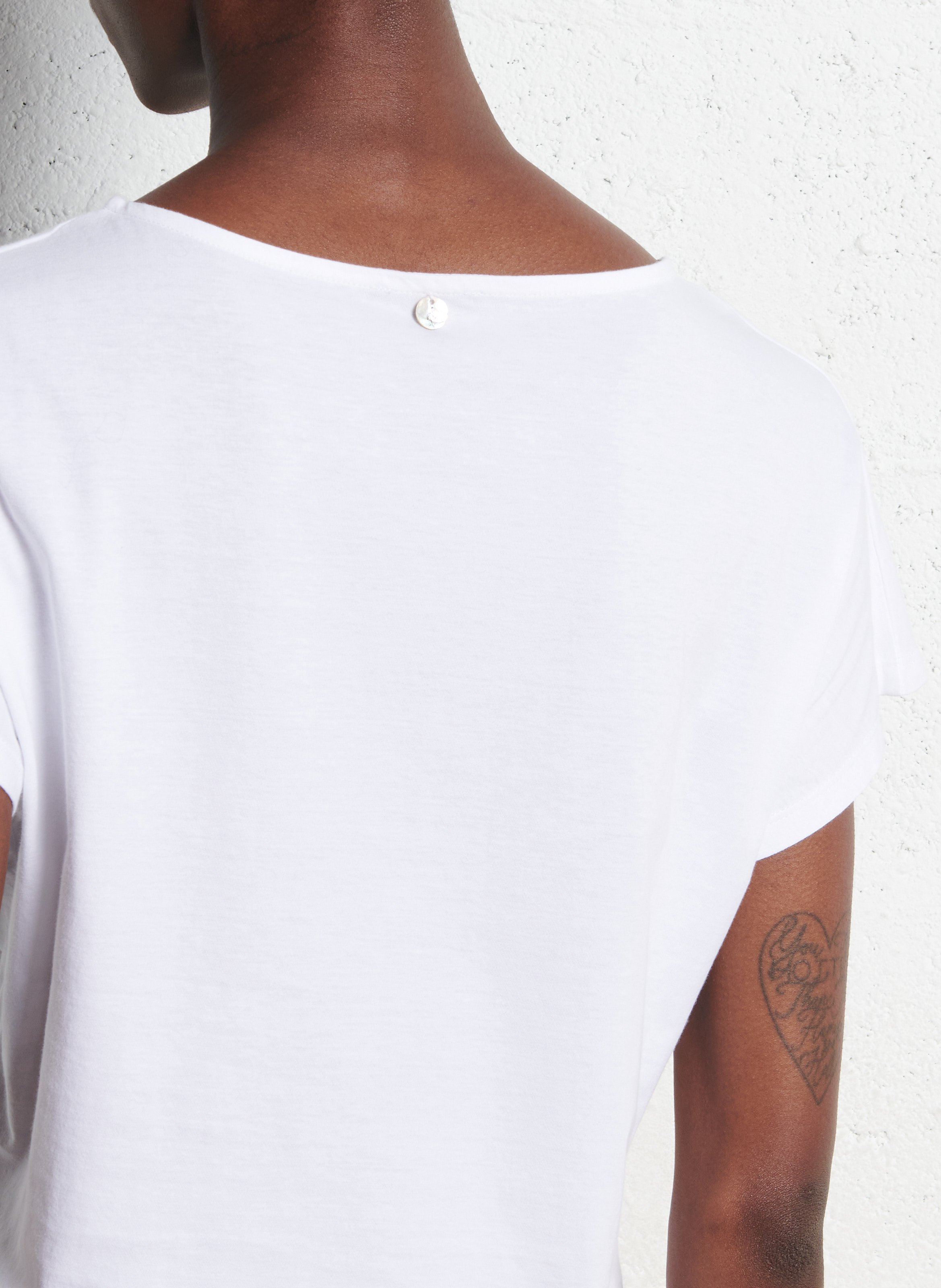 Tee-shirt col rond en coton  Blanc