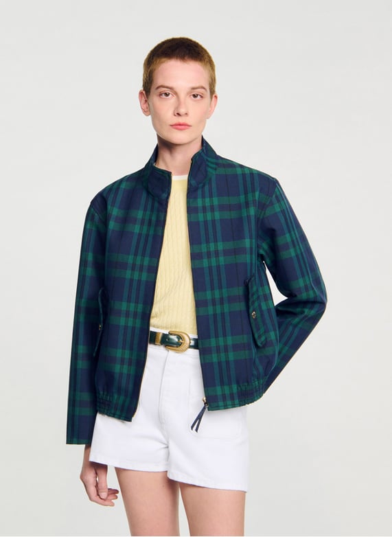 SANDRO Veste Bomber à Carreaux | Vert | FR SANDRO Veste Bomber à Carreaux | Vert | FR
