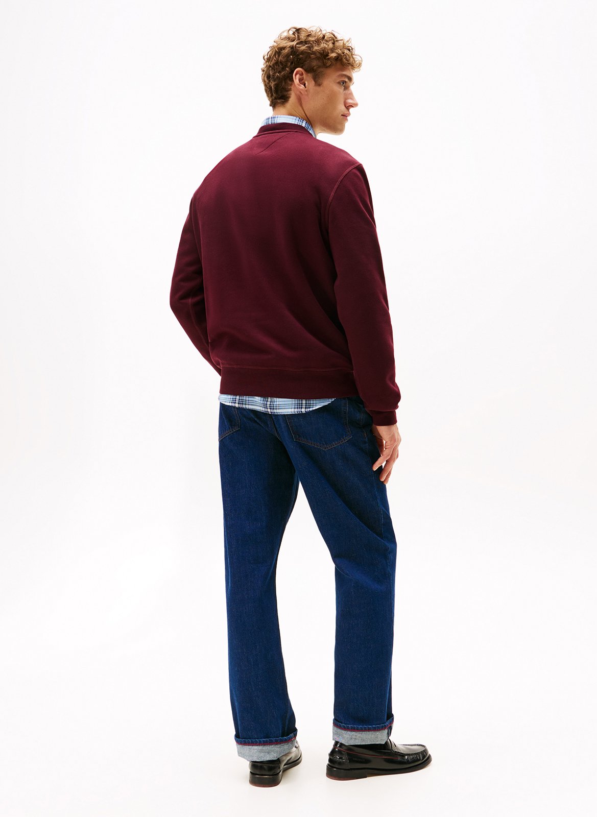 Straight-cut cotton-blend sweater with round neck TOMMY HILFIGER Plums