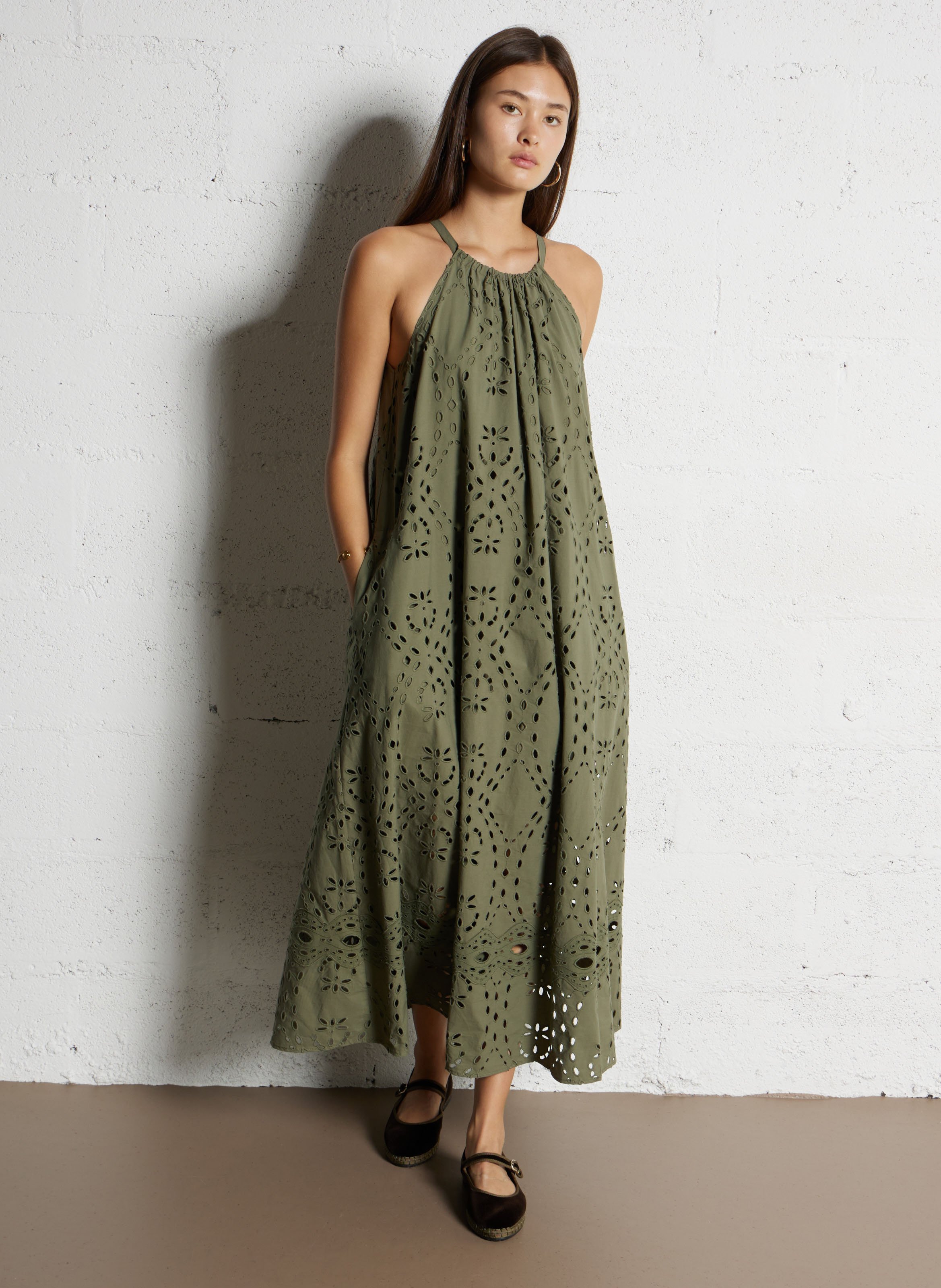 Cotton velvet ballerina flats FLABELUS Brown