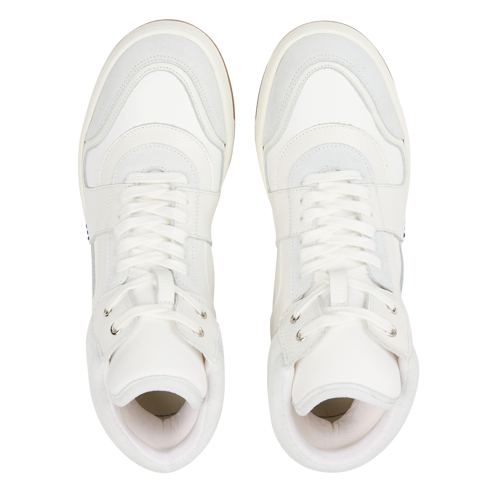 High-top mixed leather sneakers ACOTE White