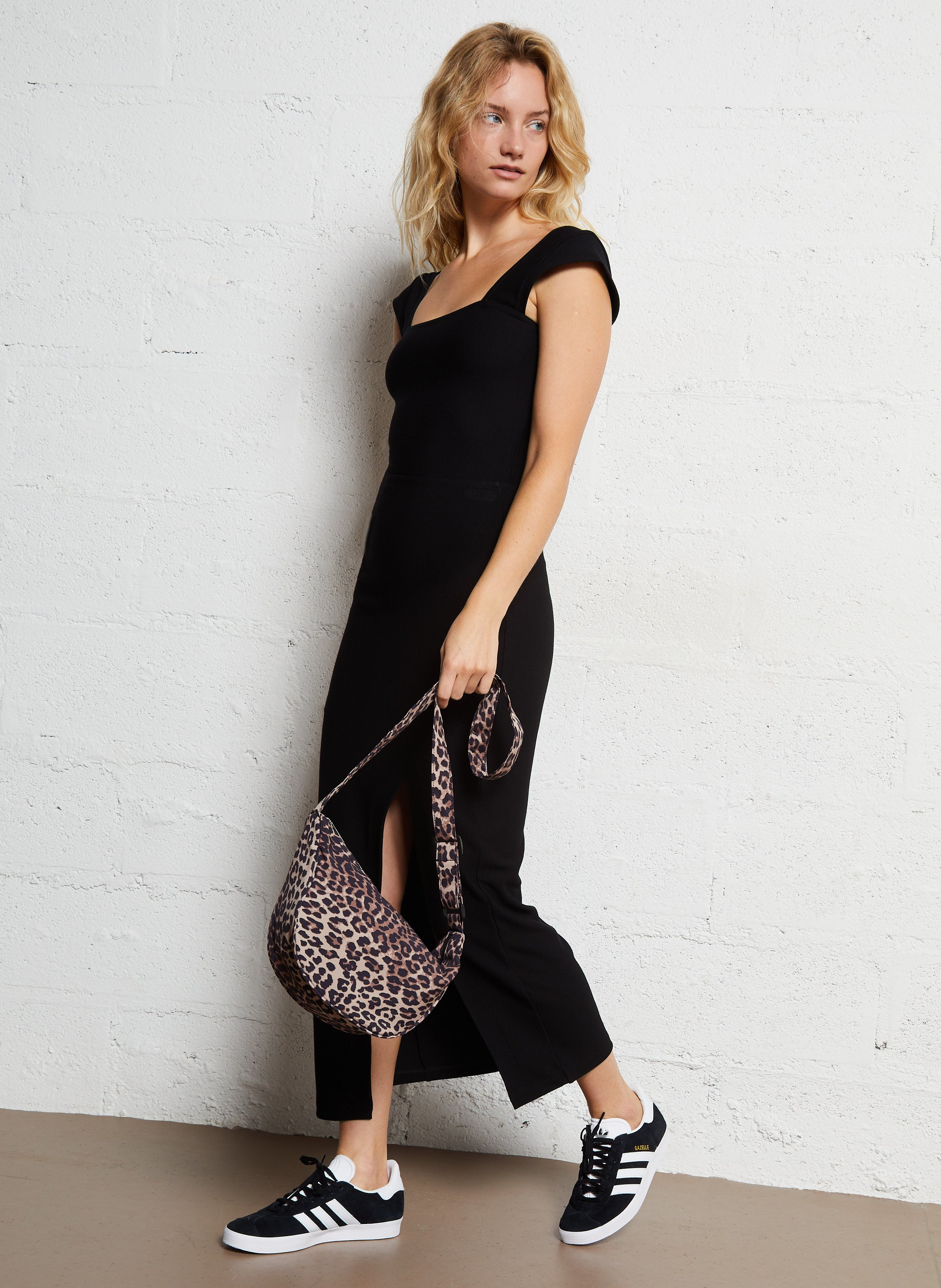 Schoudertas met print PIECES Zwart