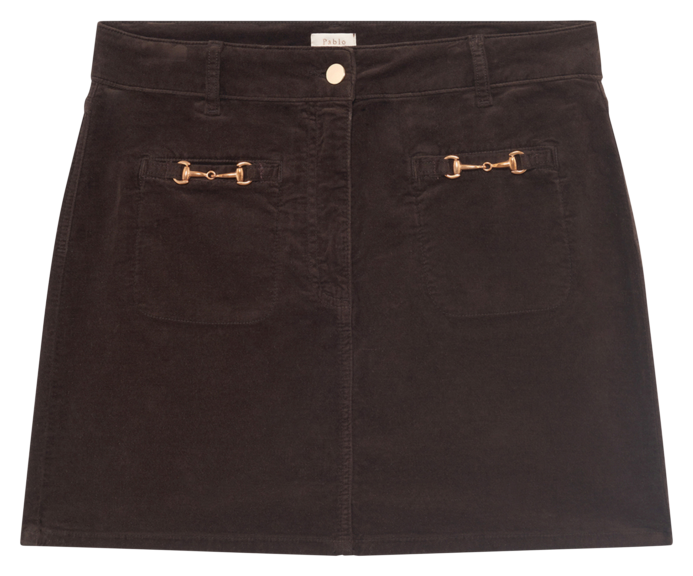 Jupe courte en coton mélangé PABLO Marron