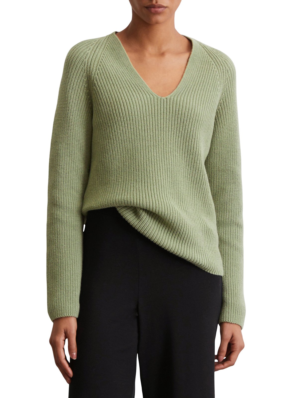 Jersey con cuello en pico de algodón MARC O'POLO