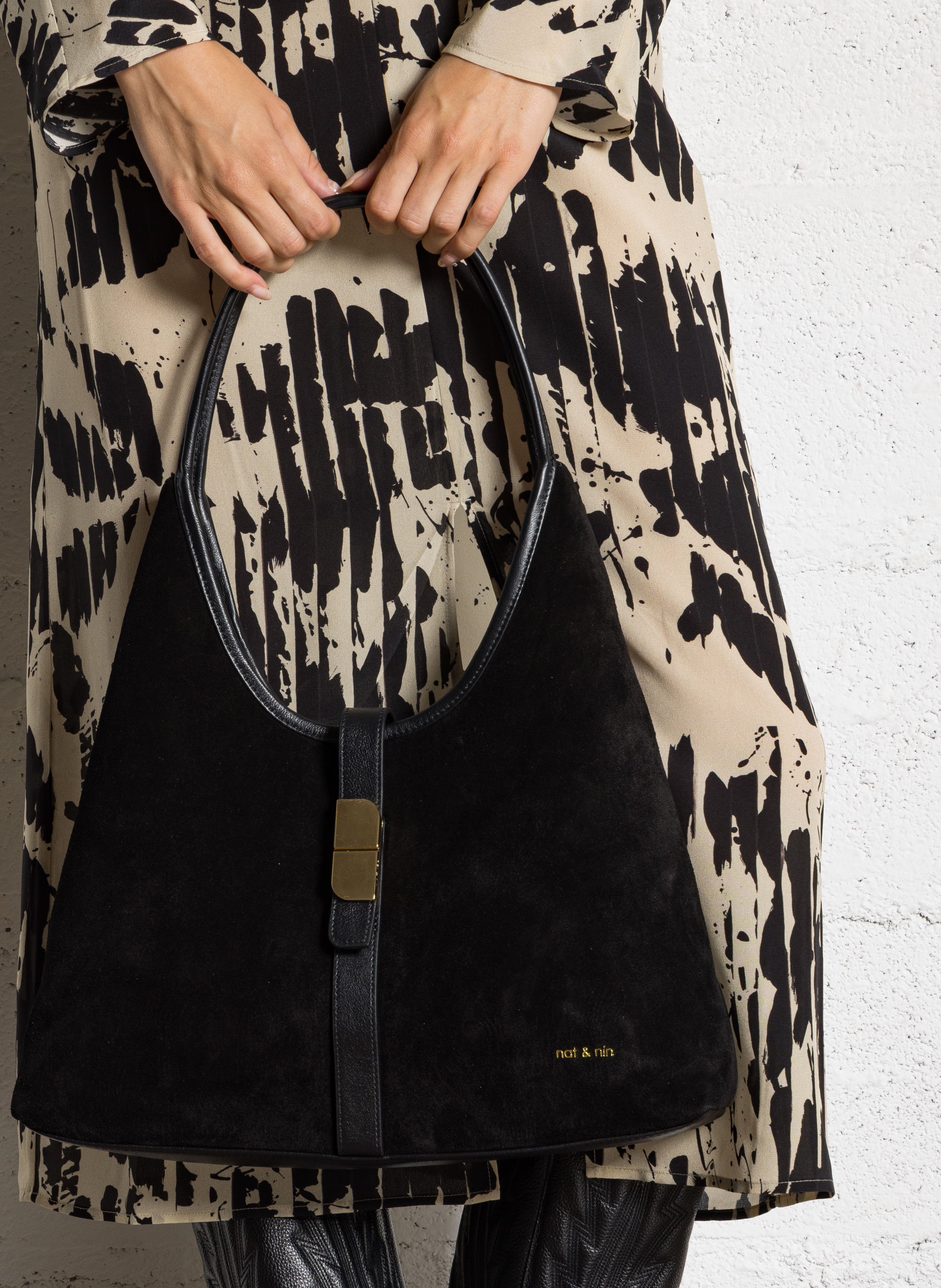 Capriccio - Hobo-Bag, aus Leder NAT & NIN Schwarz