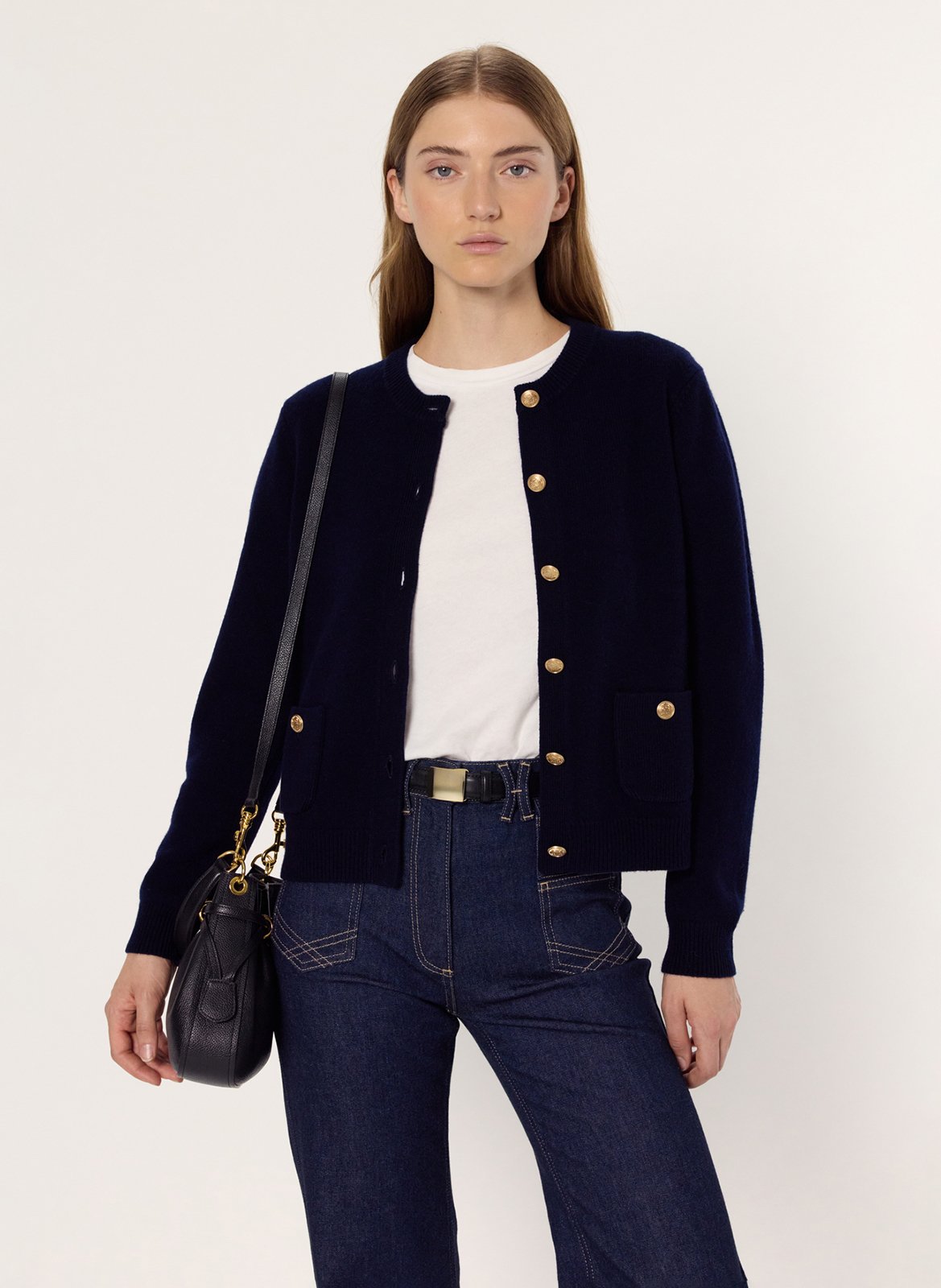Gilet col rond en laine GERARD DAREL Bleu
