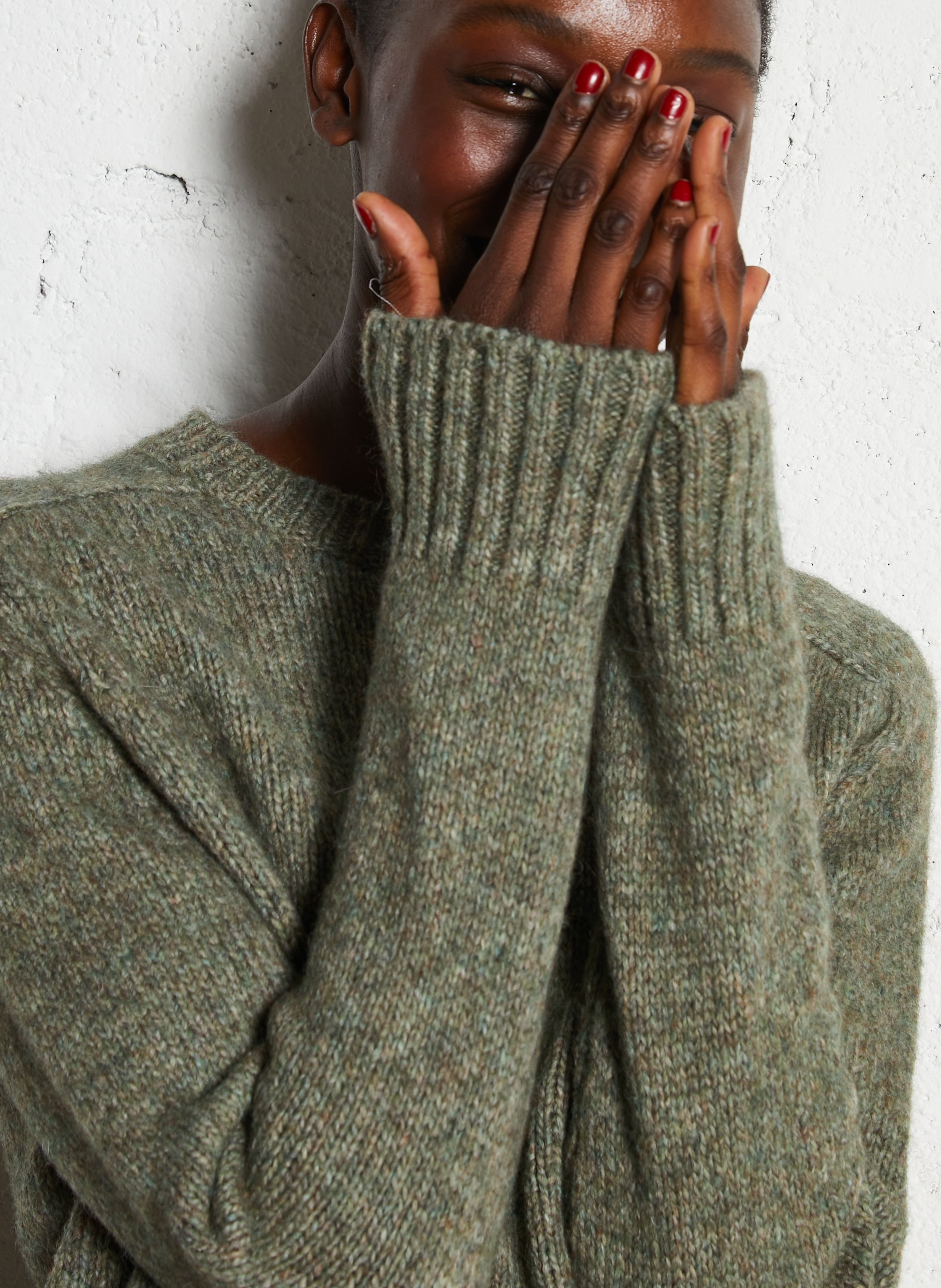 Pull droit col rond en maille MASSCOB Vert