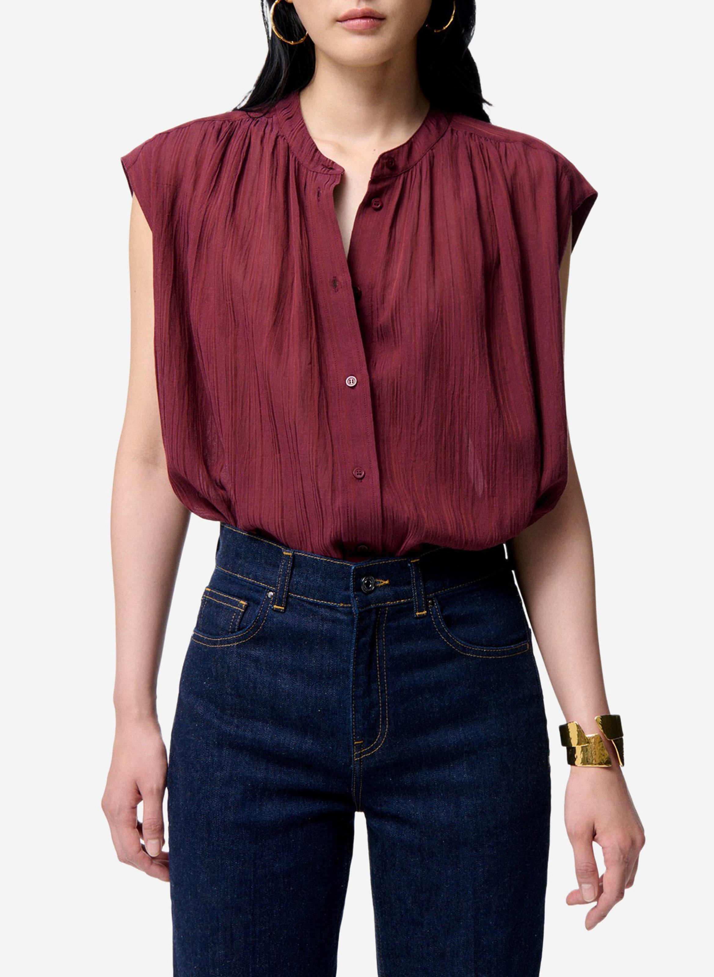 Blouse met ronde hals en fronsjes VANESSA BRUNO Rood