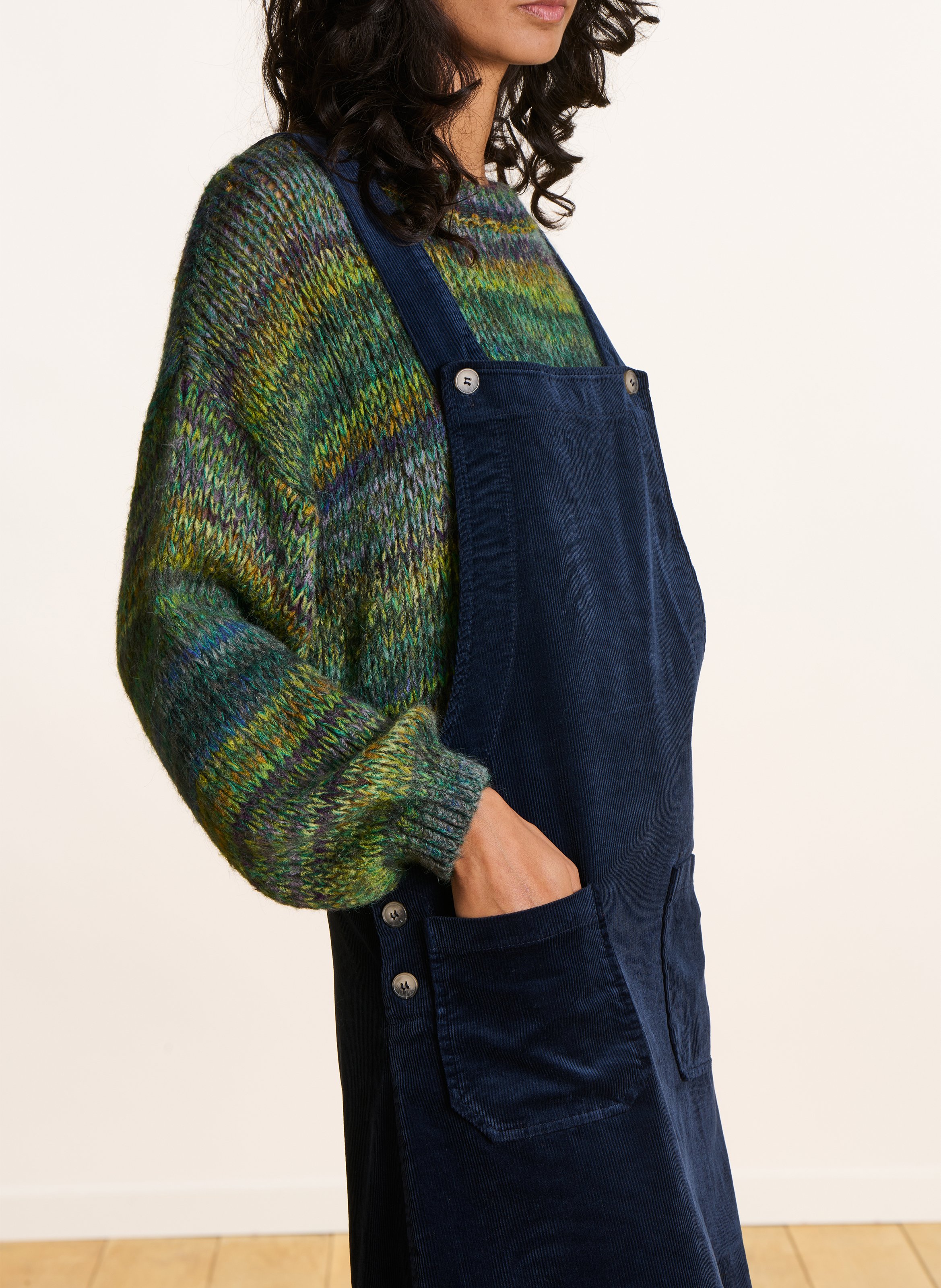 Korte jurk met vierkante hals - katoenblend LA FEE MARABOUTEE Blauw