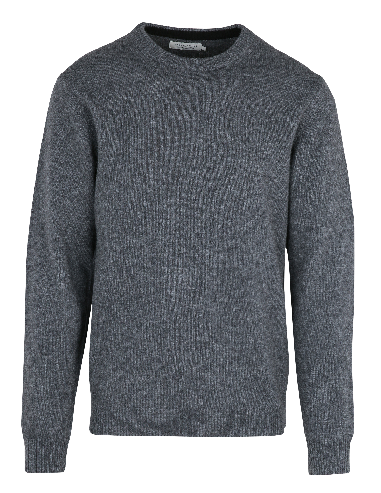 Effen trui van wolmix met lange mouwen en kant CASUAL FRIDAY Grijs