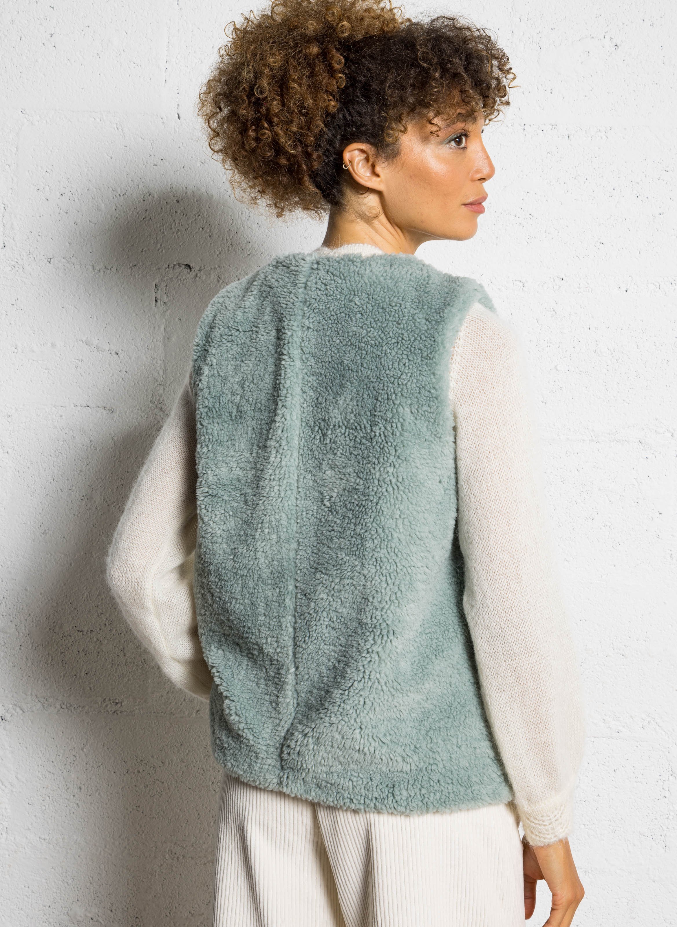 Jacke mit Rundhalsausschnitt und Pelzeffekt SUD EXPRESS Grun