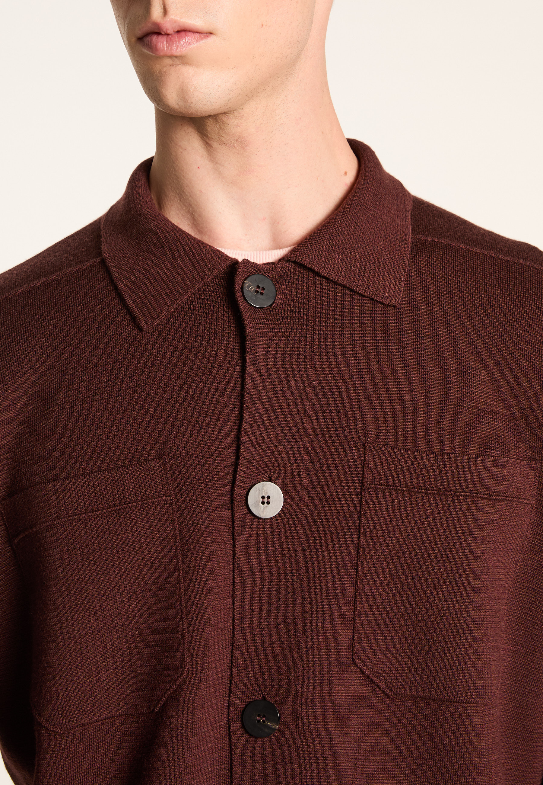 Merino wool overshirt MAISON MONTAGUT Brown