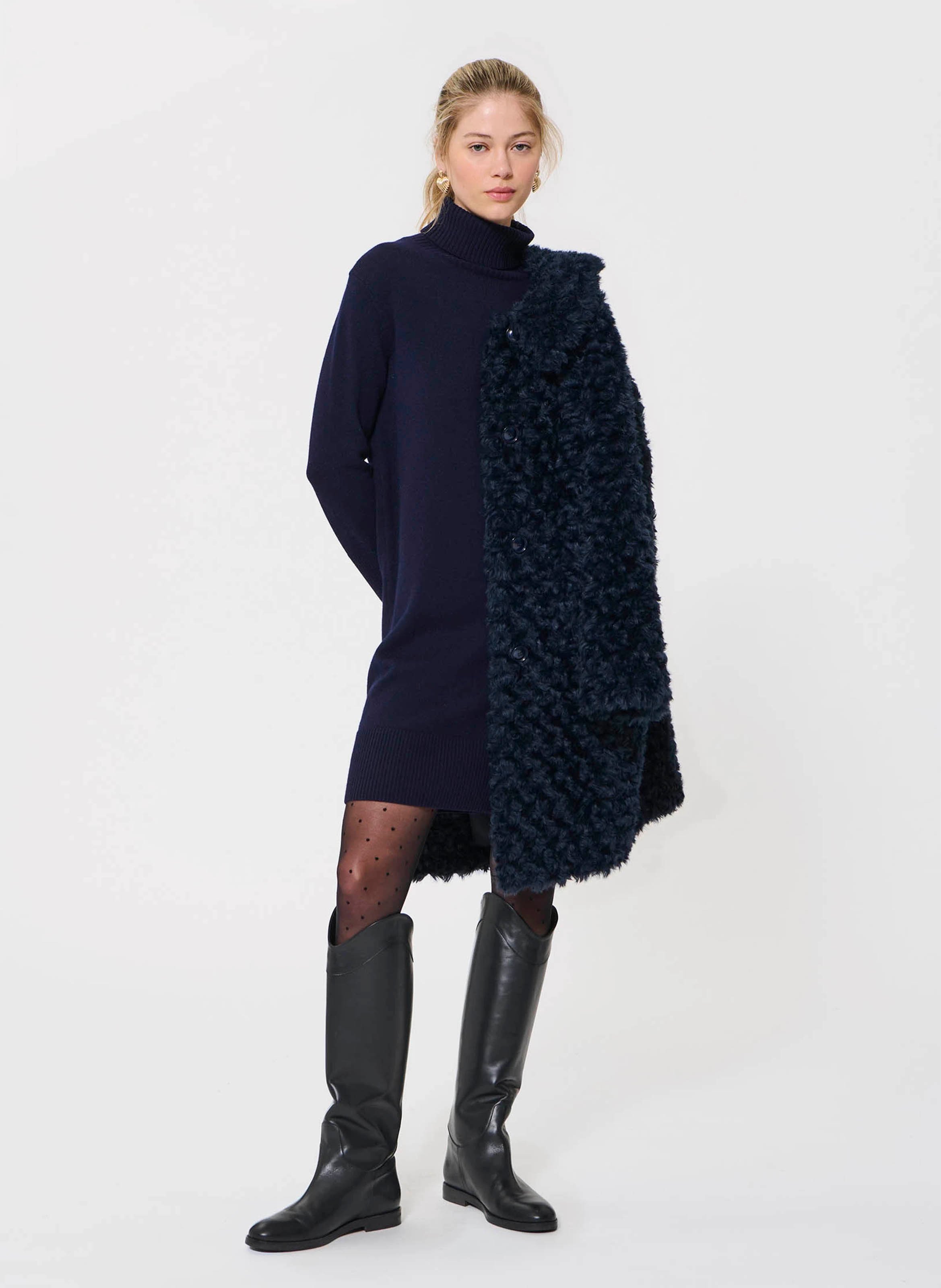 Vestito a maglia oversize con collo alto in misto lana TARA JARMON Blu