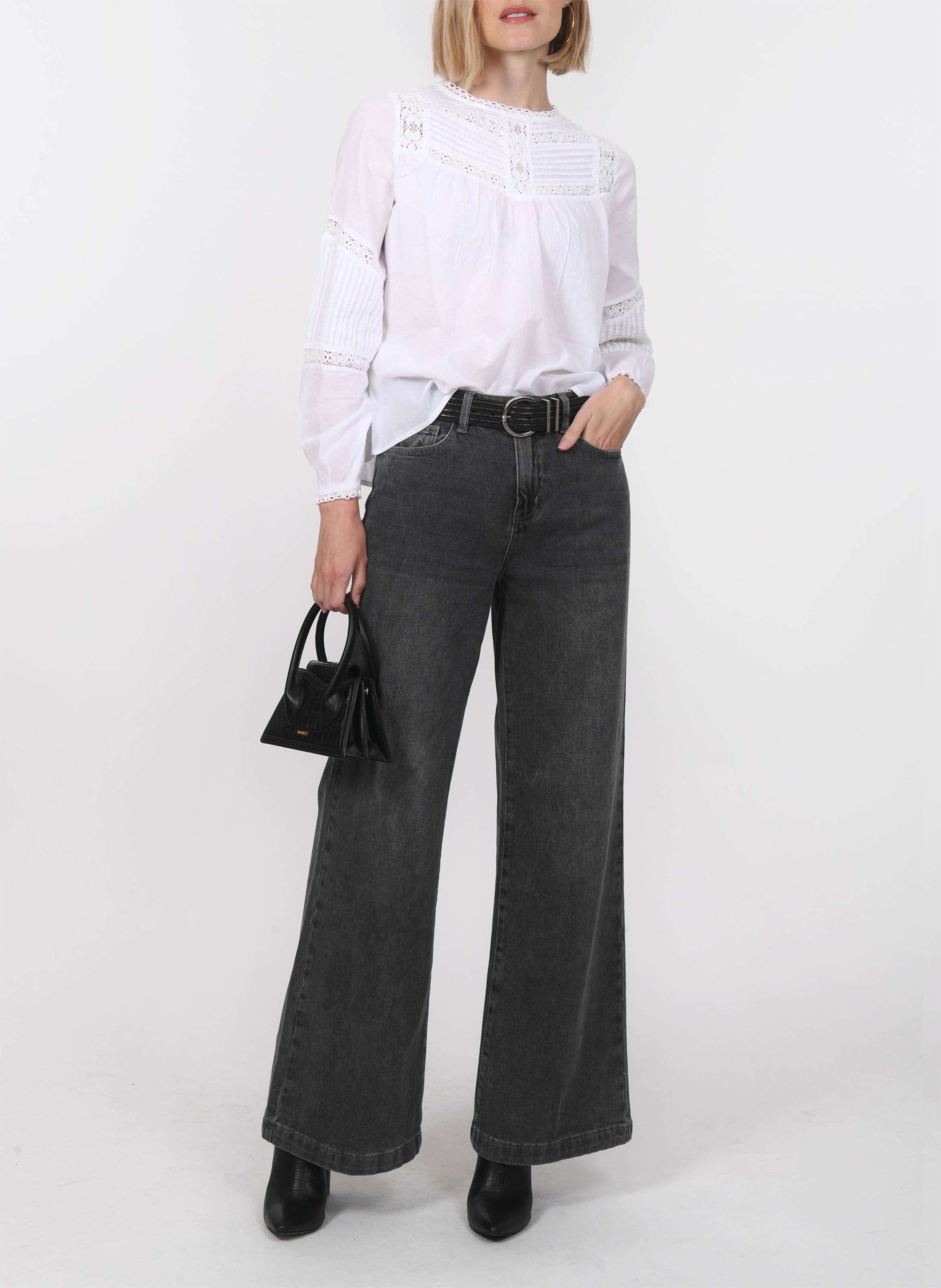 Katoenen blouse met ronde hals KOOKAI Wit