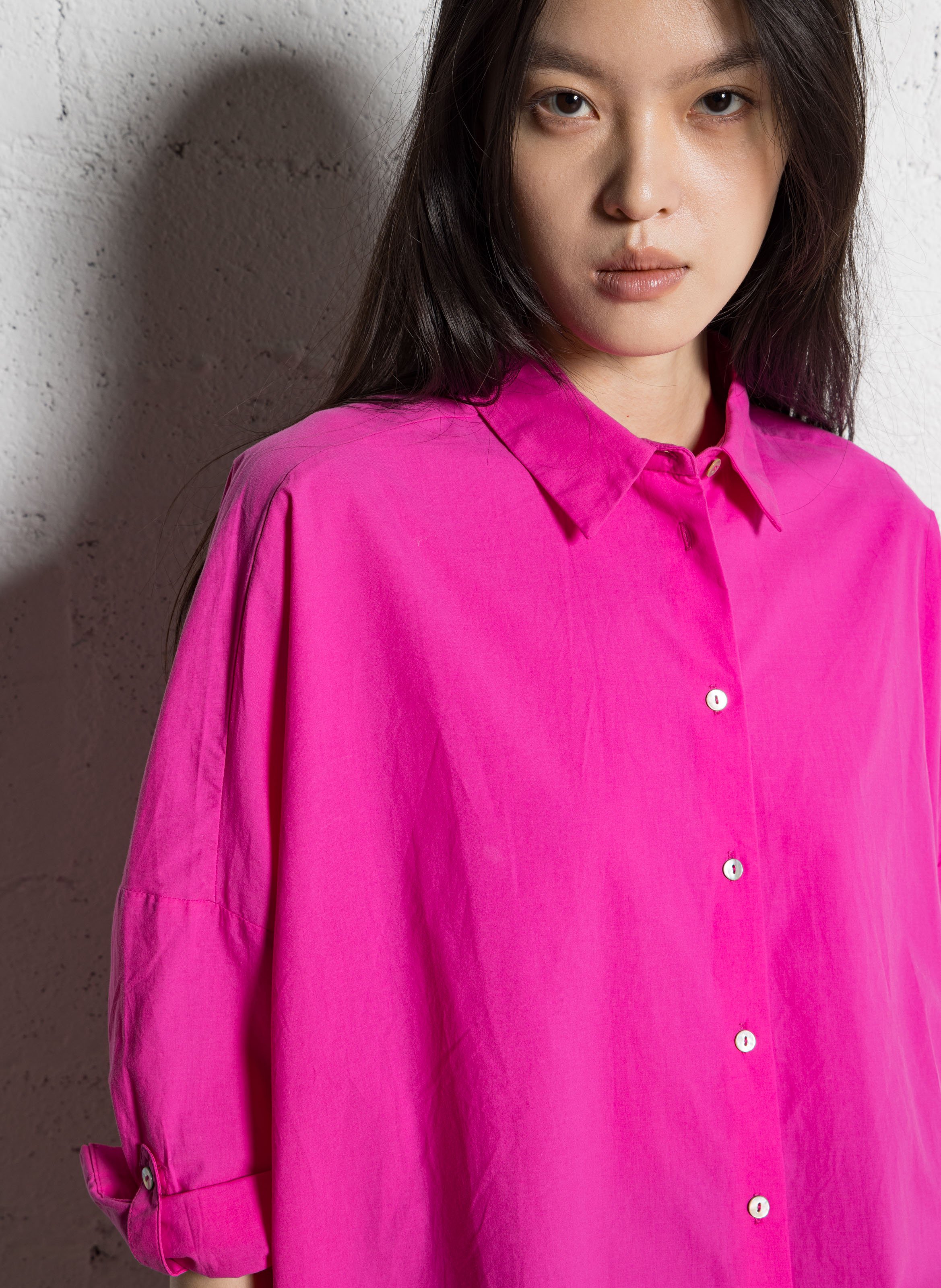 Oversized cotton shirt with classic collar JC SOPHIE Pink