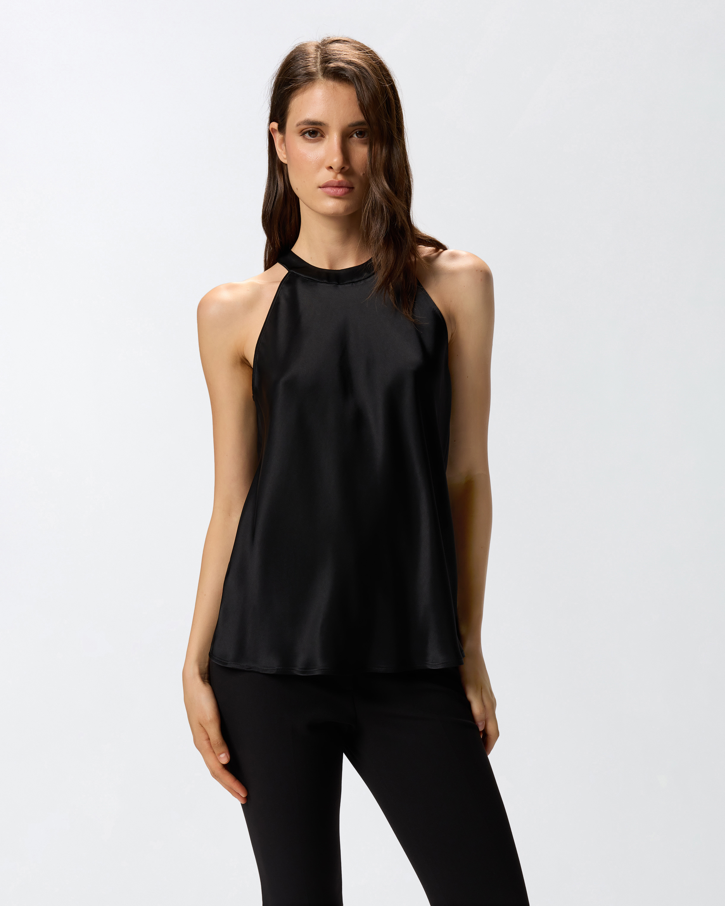 Top with satin bow and georgette crepe PINKO Black