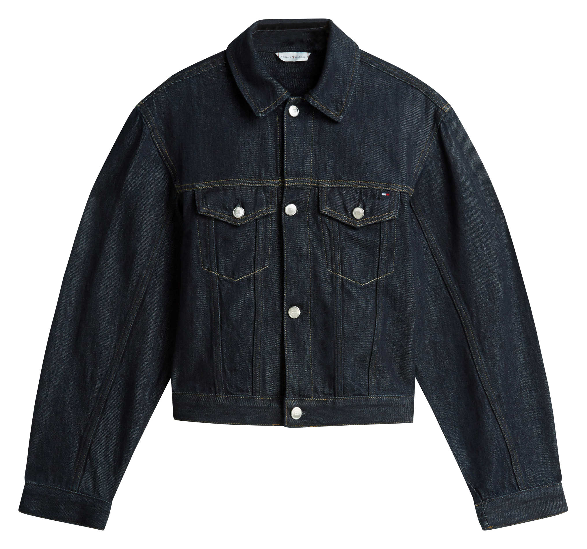 Straight cotton-blend jacket with classic collar TOMMY HILFIGER Raw denim