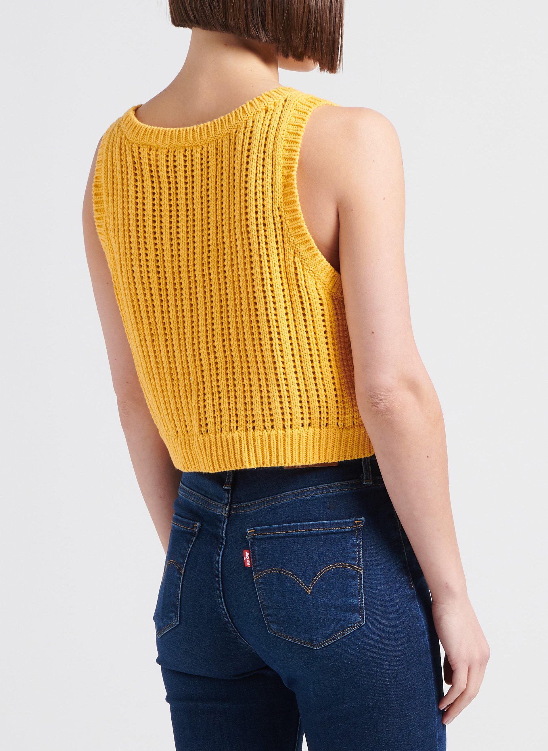 Crop top col rond en maille ajourée LEVI'S Jaune