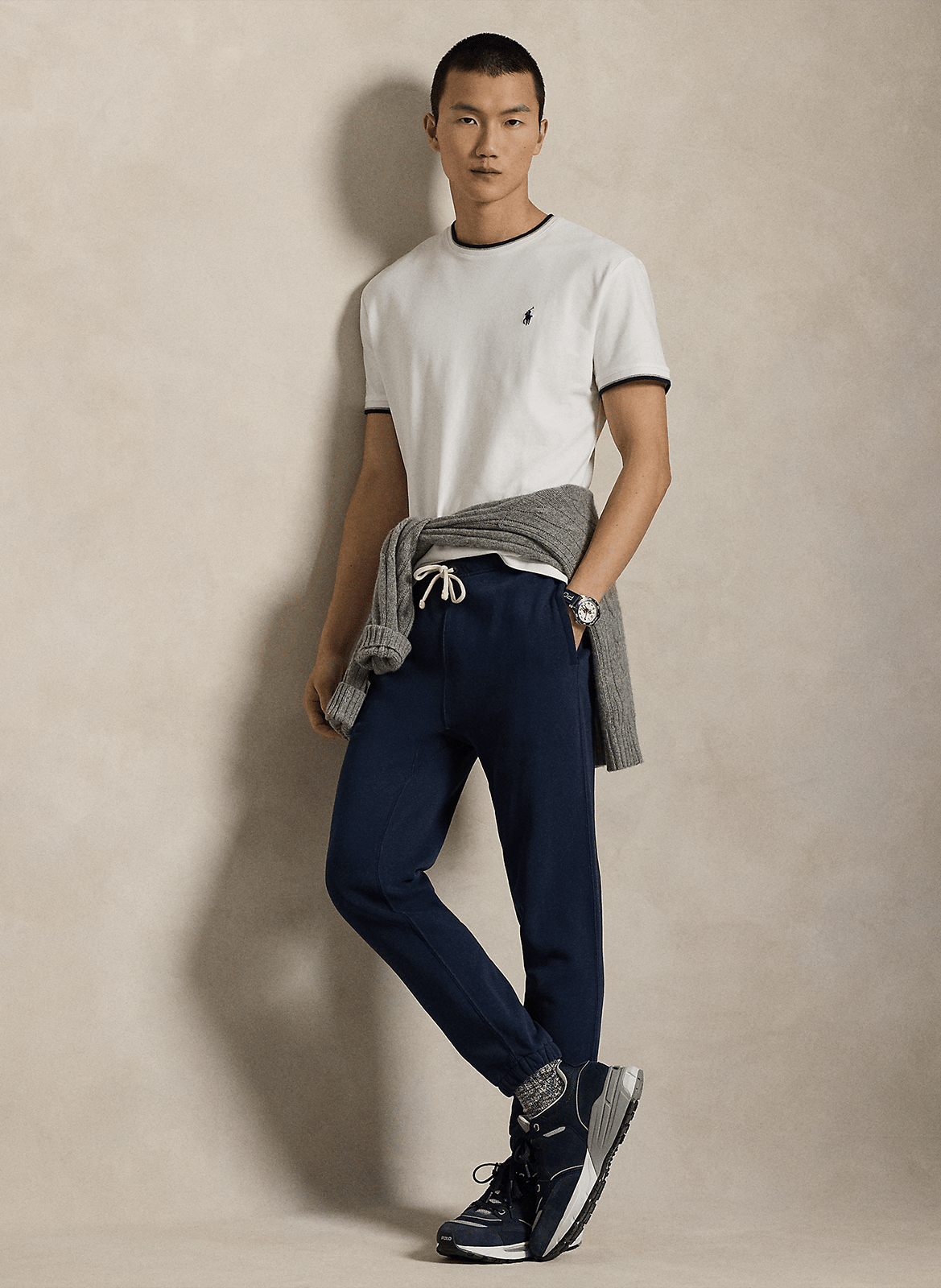 Camiseta de mezcla de algodón recta con cuello redondo POLO RALPH LAUREN Blanco