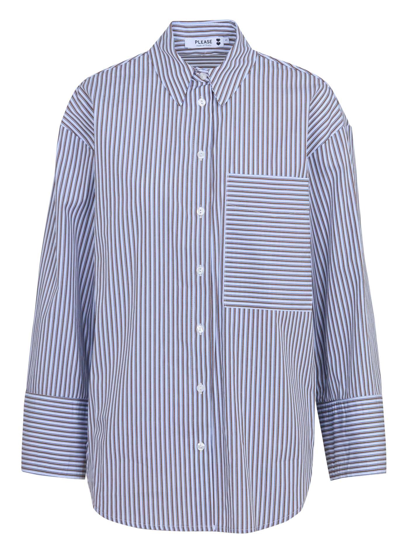 Chemise ample col classique rayée en coton PLEASE Blanc