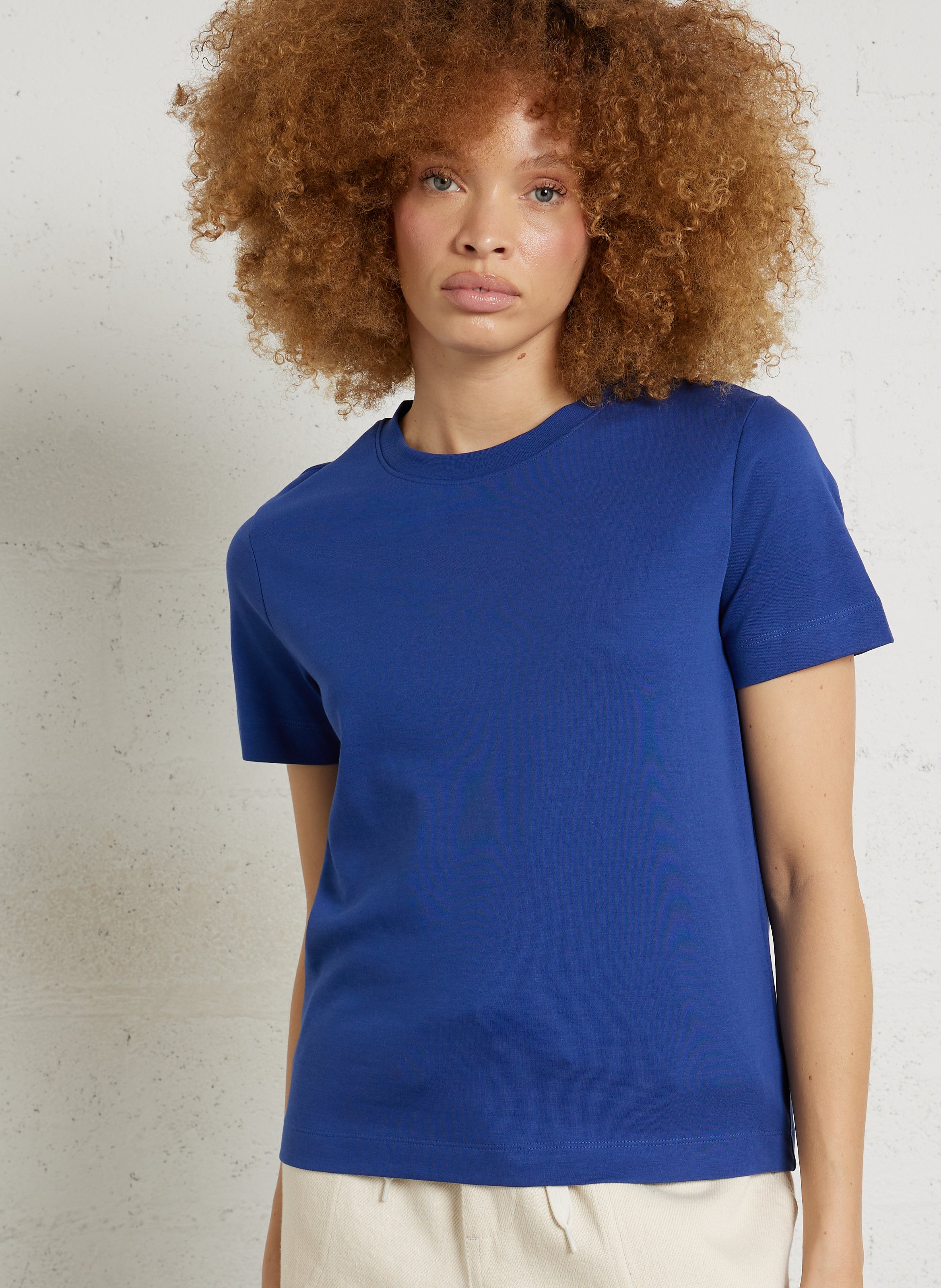 tee-shirt droit col rond en coton MAISON 123 Bleu