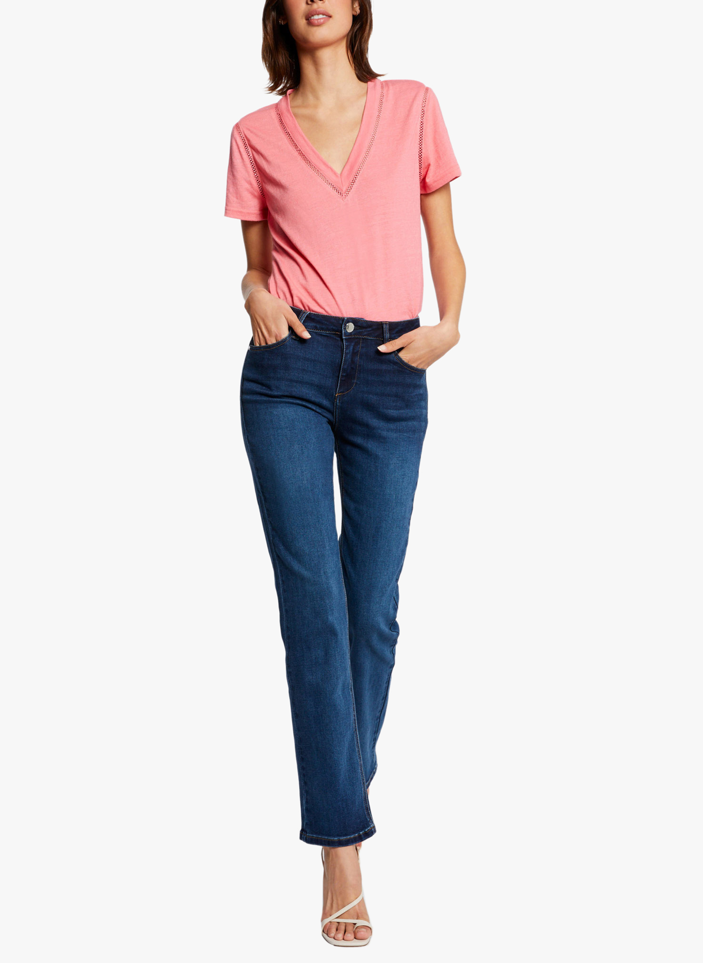 Katoenen jeans met wijd uitlopende pijpen MORGAN Blauw