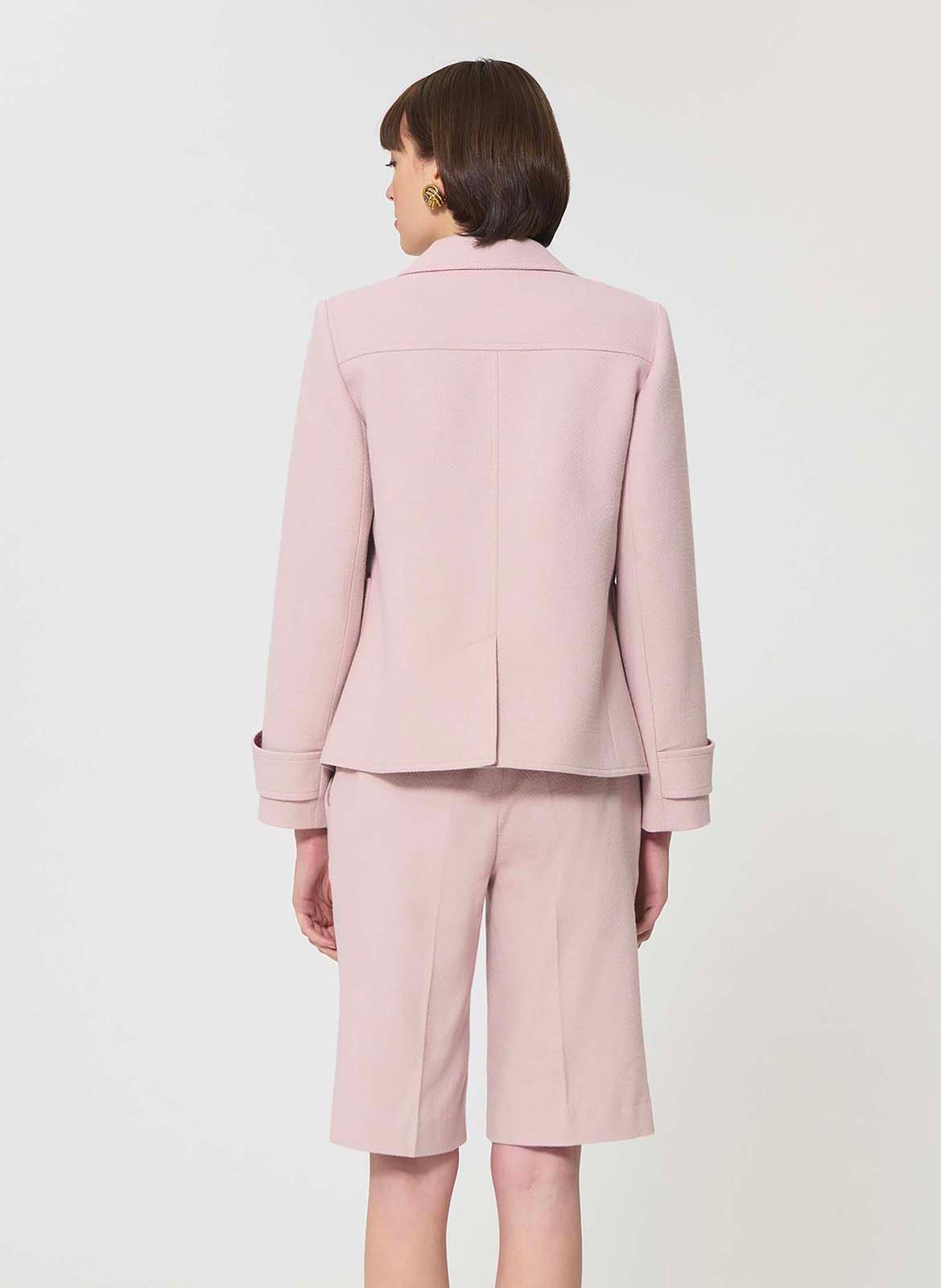 Manteau court col tailleur en laine vierge mélangée TARA JARMON Rose