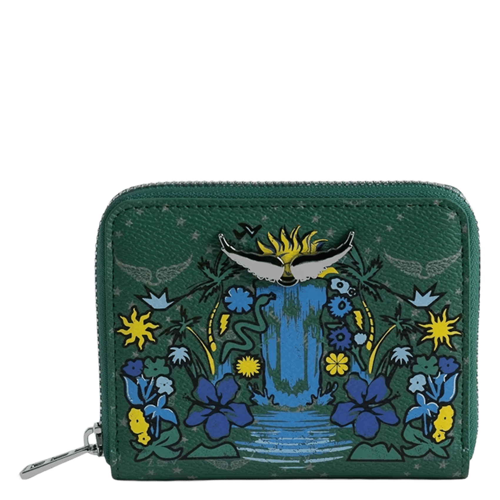 Glanzende, leren portemonnee met motief in reliëf ZADIG&VOLTAIRE Groen