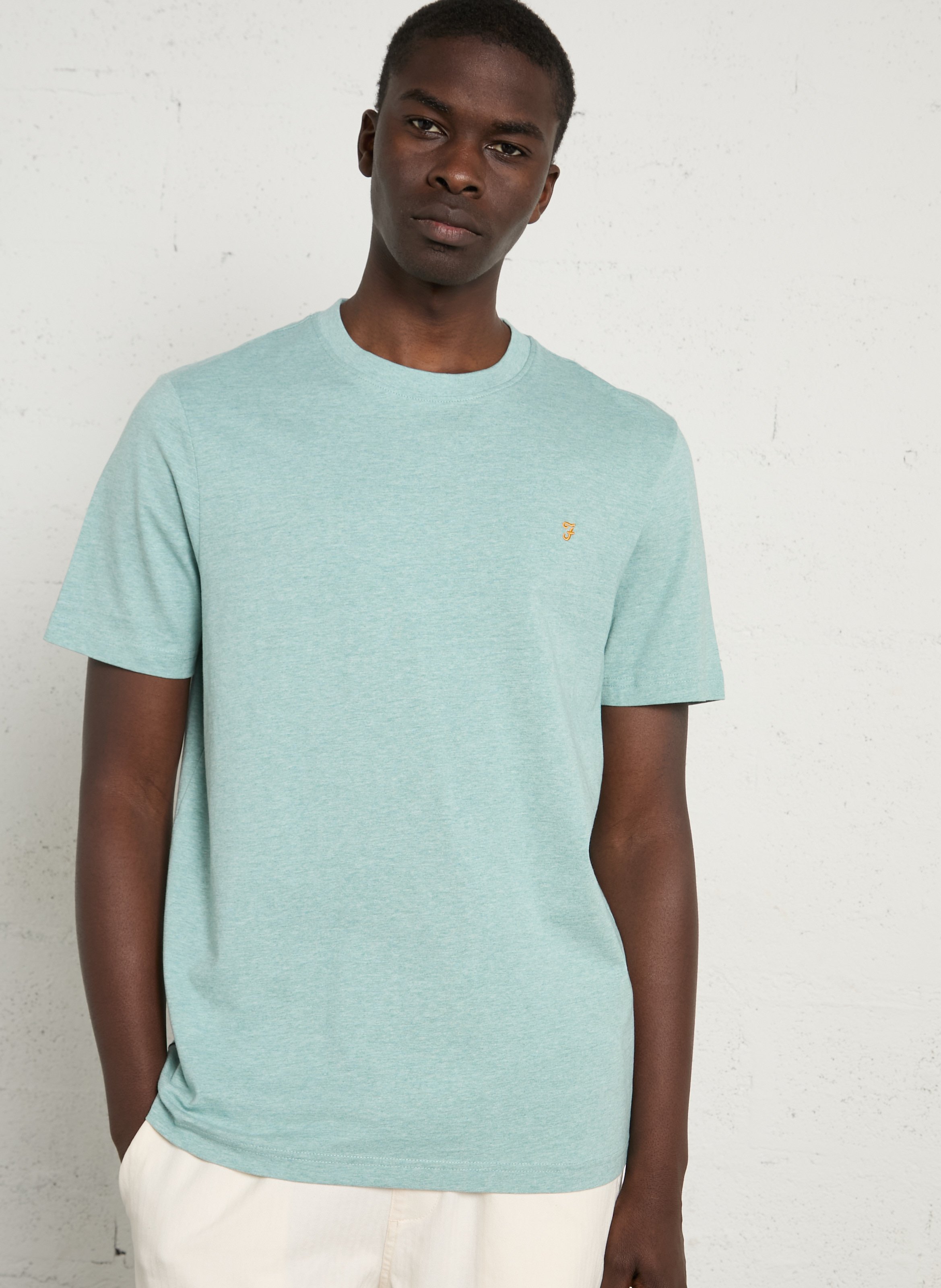 T-shirt van biokatoen met ronde hals FARAH Groen