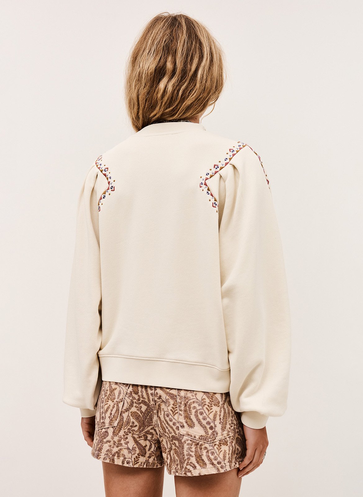 Sweat col rond en coton mélangé BA&SH Beige