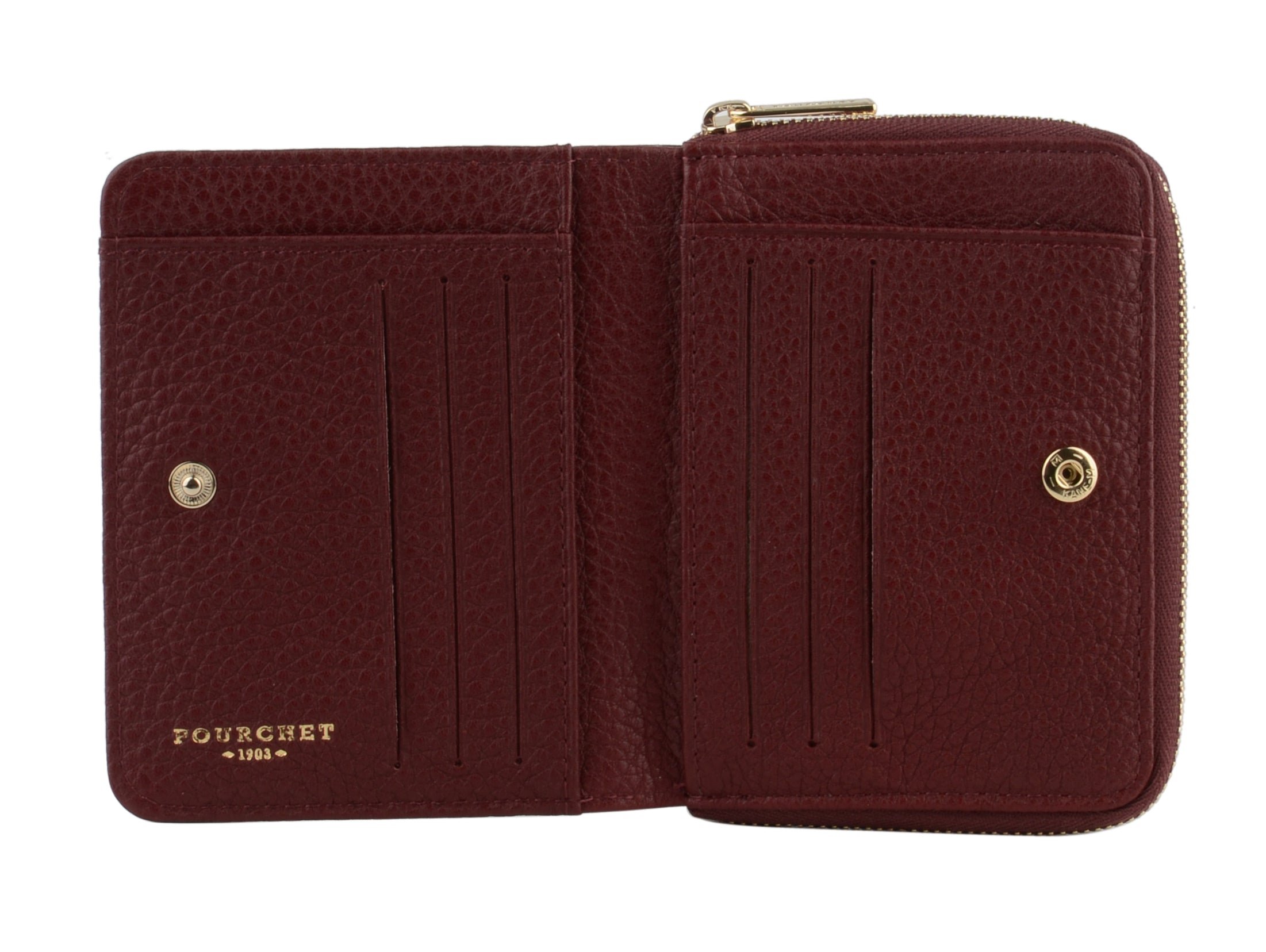 Portefeuille en cuir de vachette POURCHET Rouge