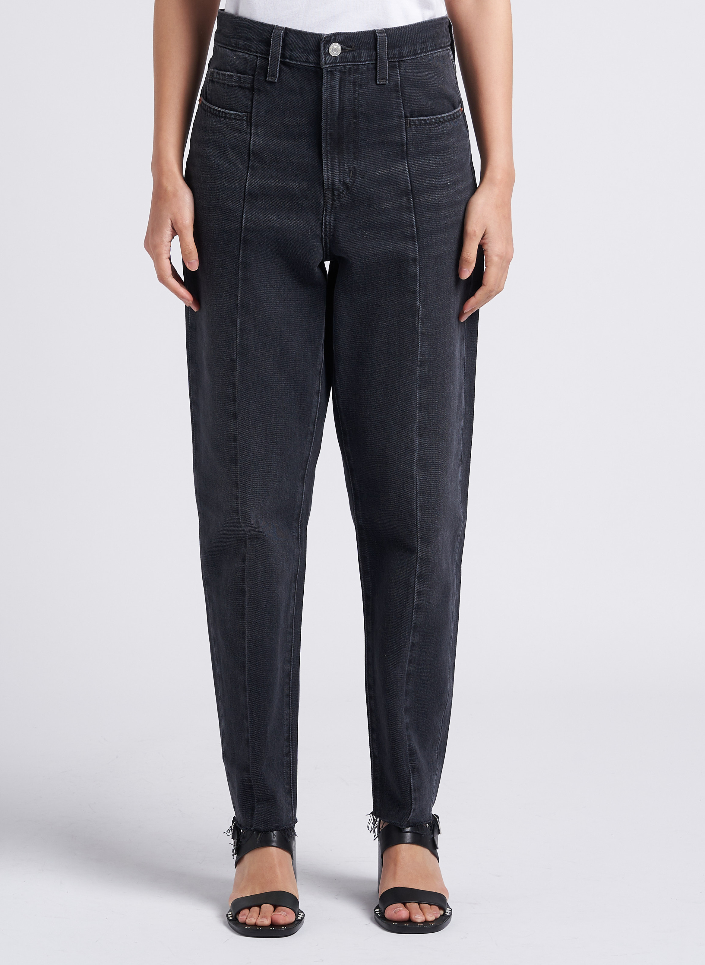 High Waist Mom Jeans aus Baumwolle LEVI'S Schwarz