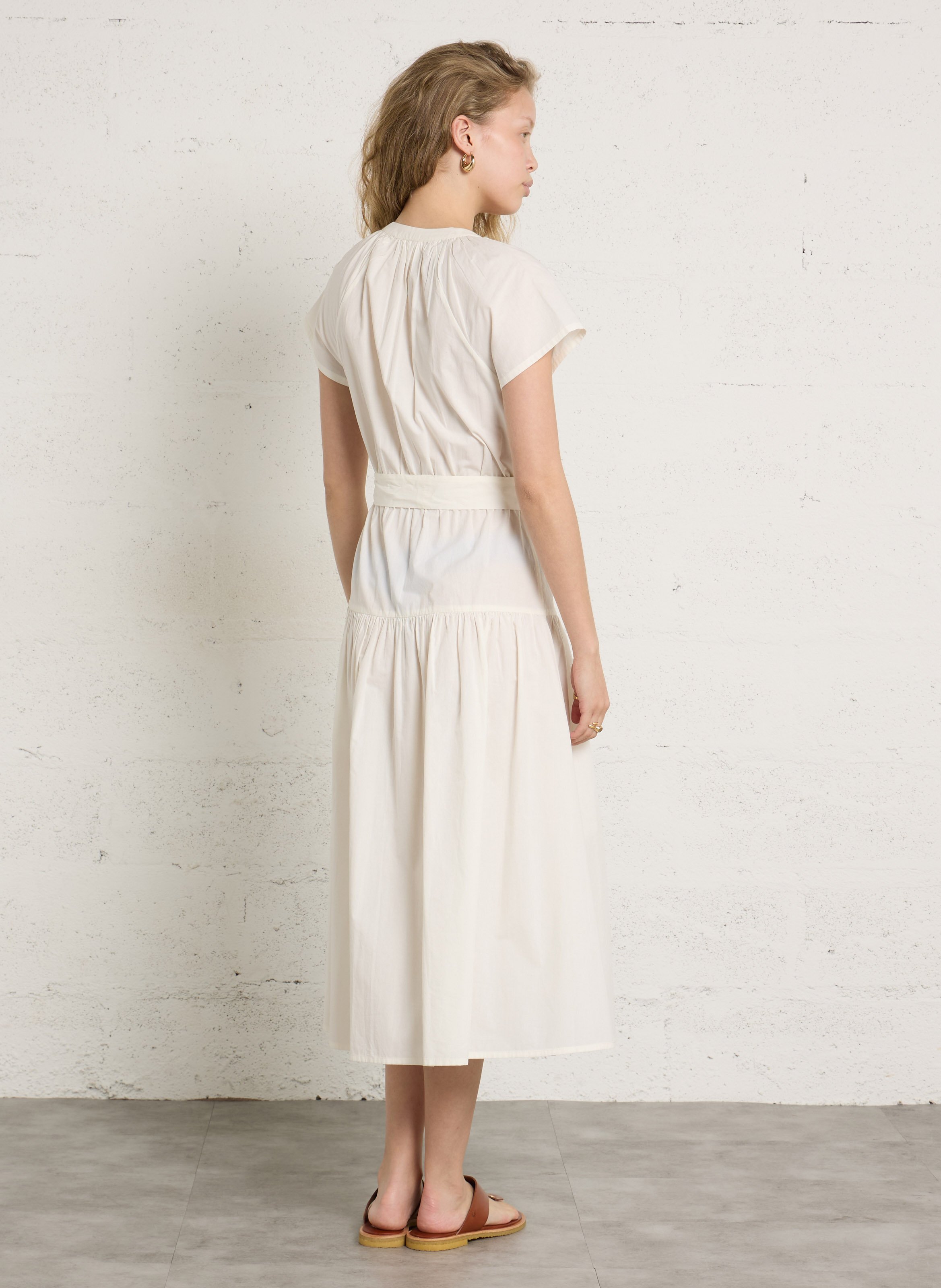 Halflange, ruimvallende, katoenen jurk PETITE MENDIGOTE Beige