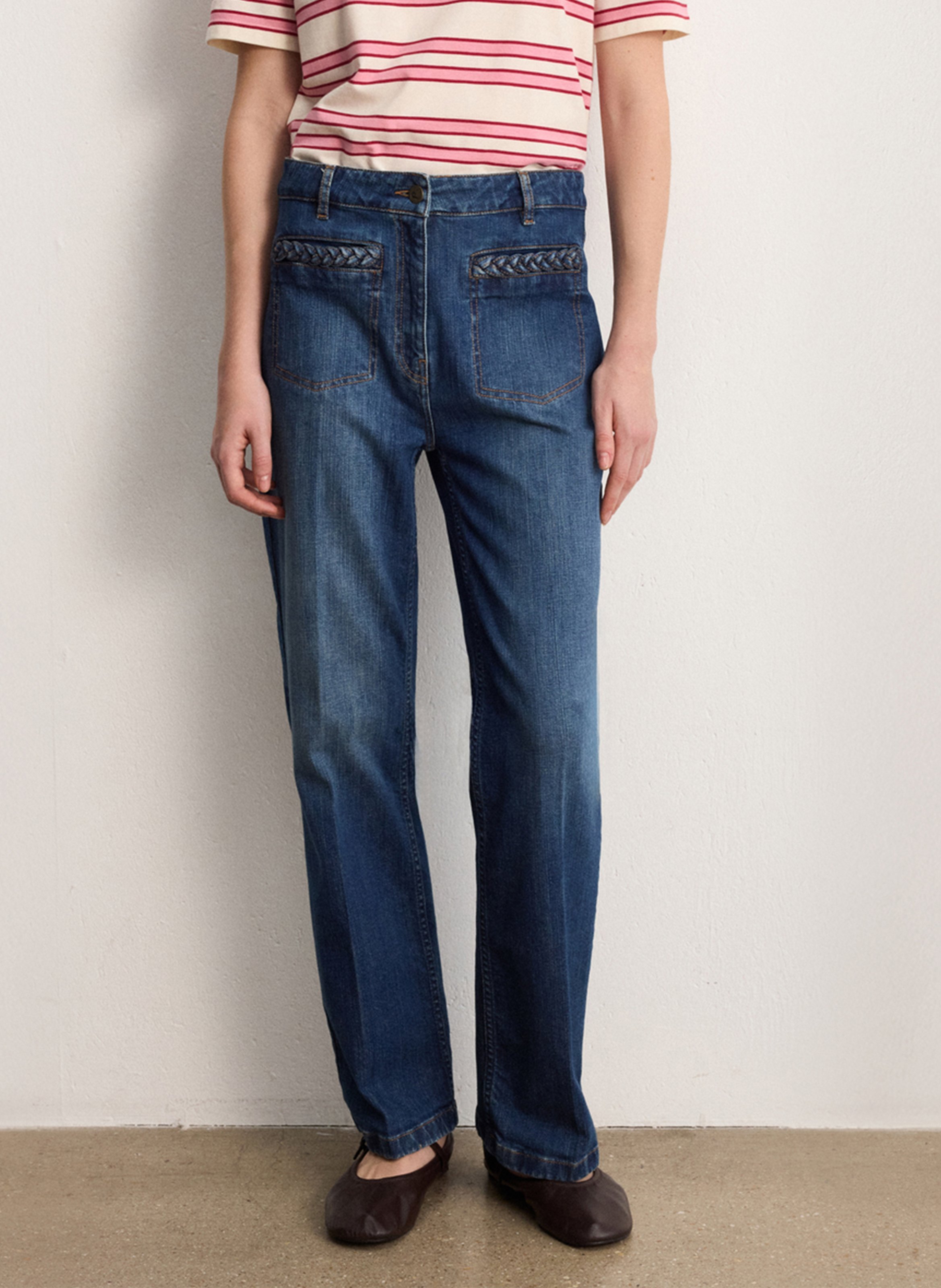 Jean droit en coton mélangé PABLO Bleu