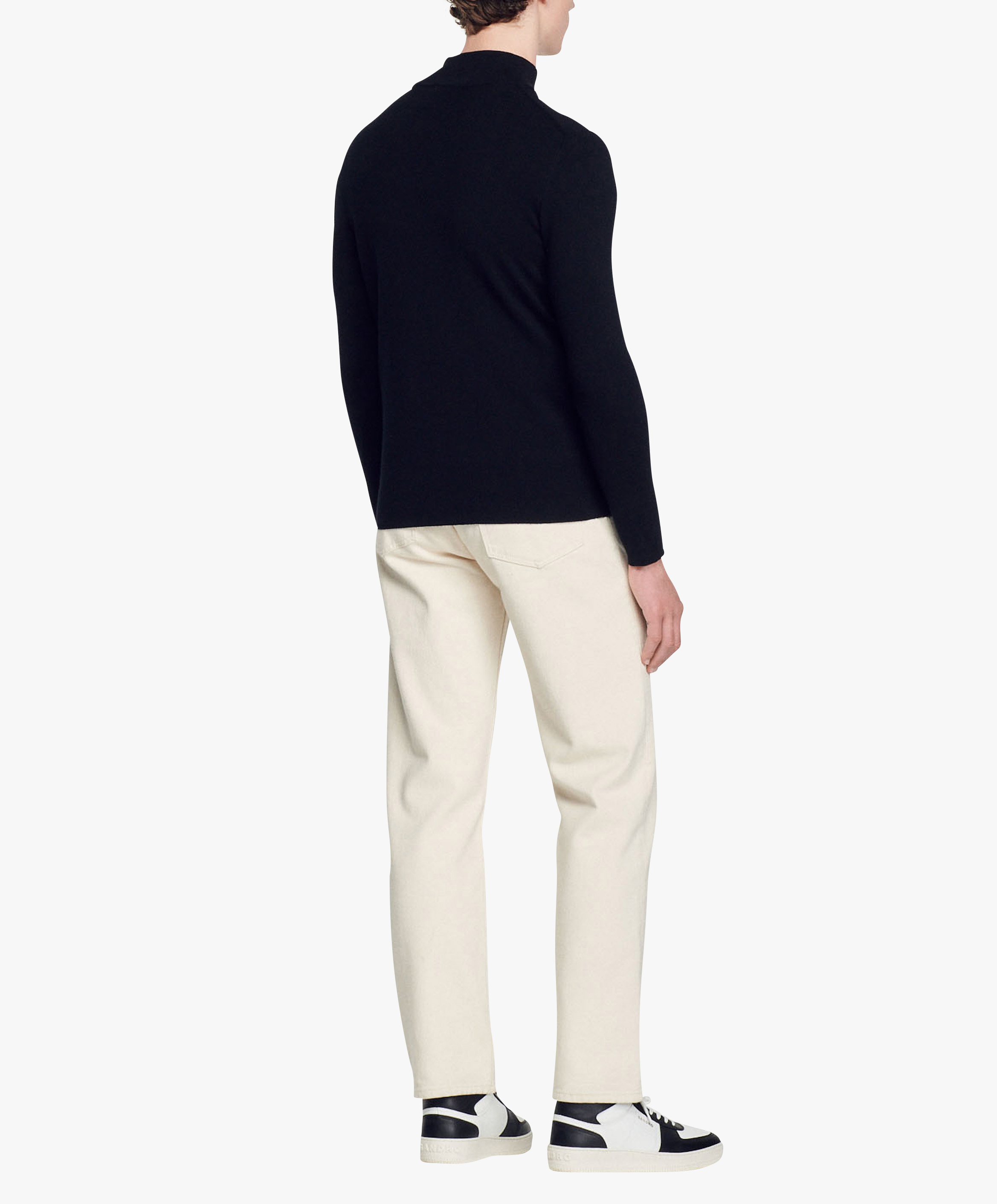 Pull col montant zippé en laine SANDRO Noir