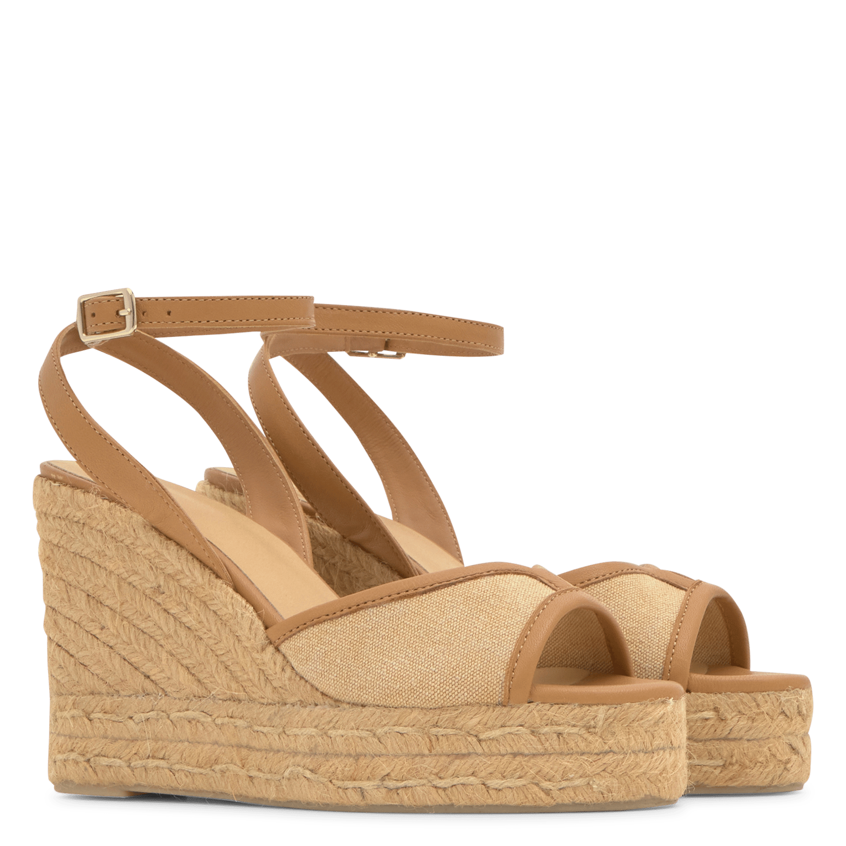 Cotton and leather wedge sandals CASTANER Yellow