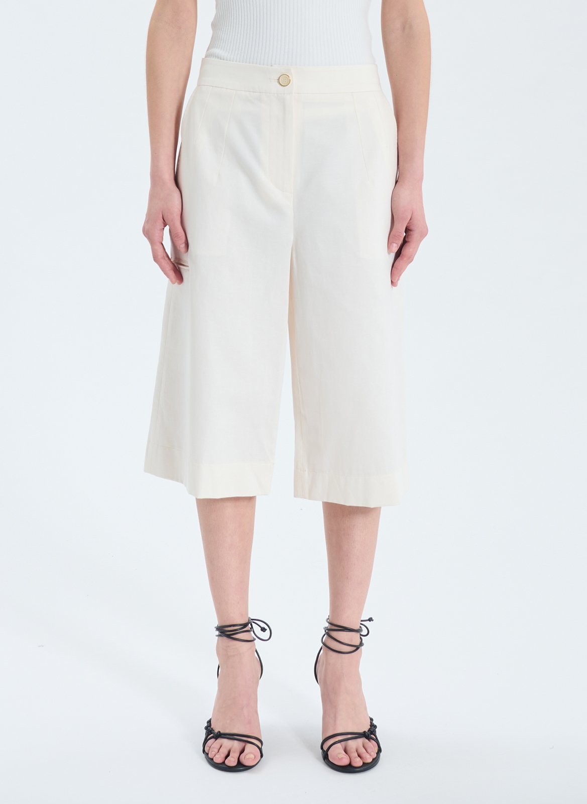 Large Bermuda in organic cotton and linen blend ZAPA White
